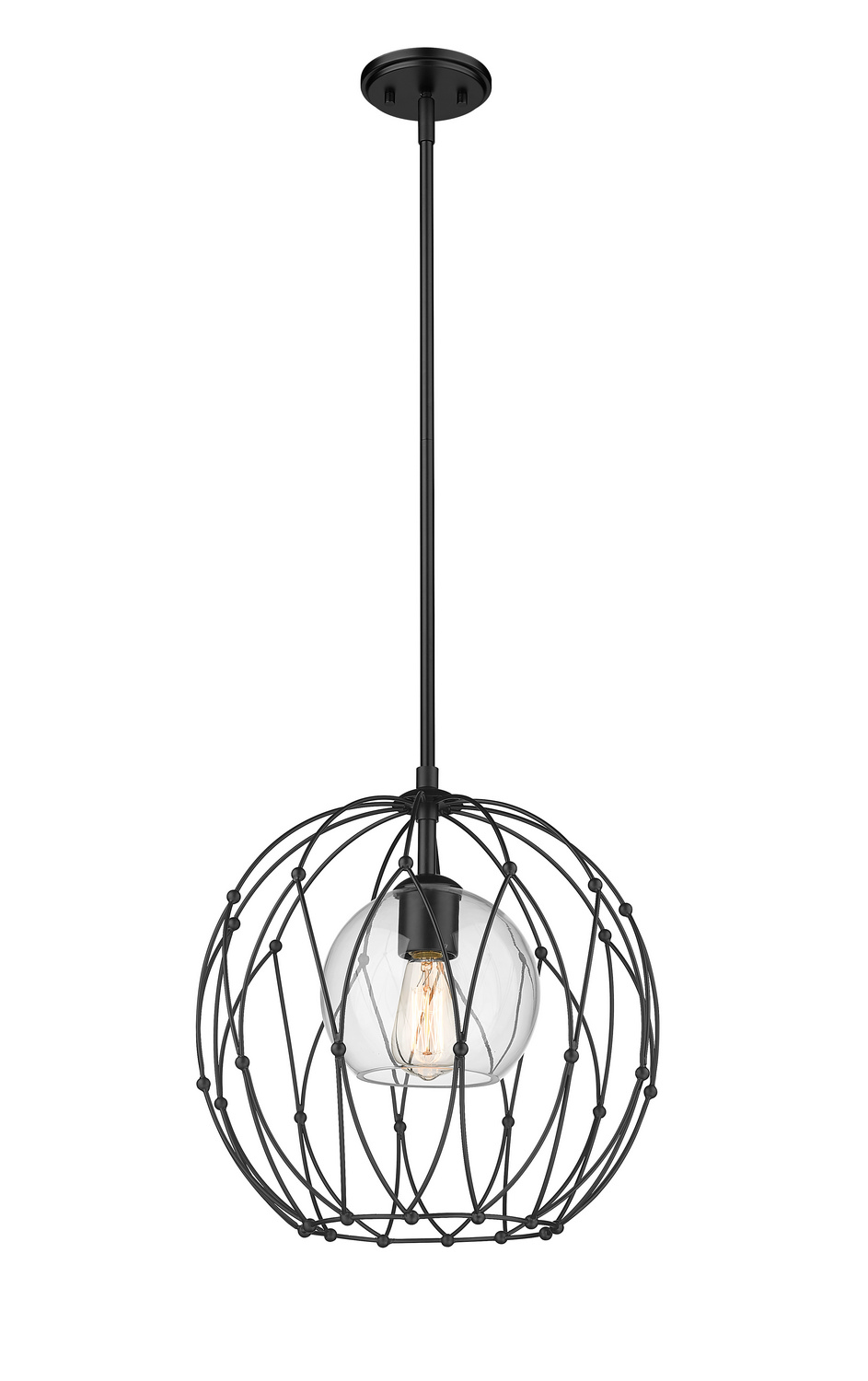 One Light Pendant by Z-Lite - Elle Collection, Matte Black Finish - 1940P16-MB