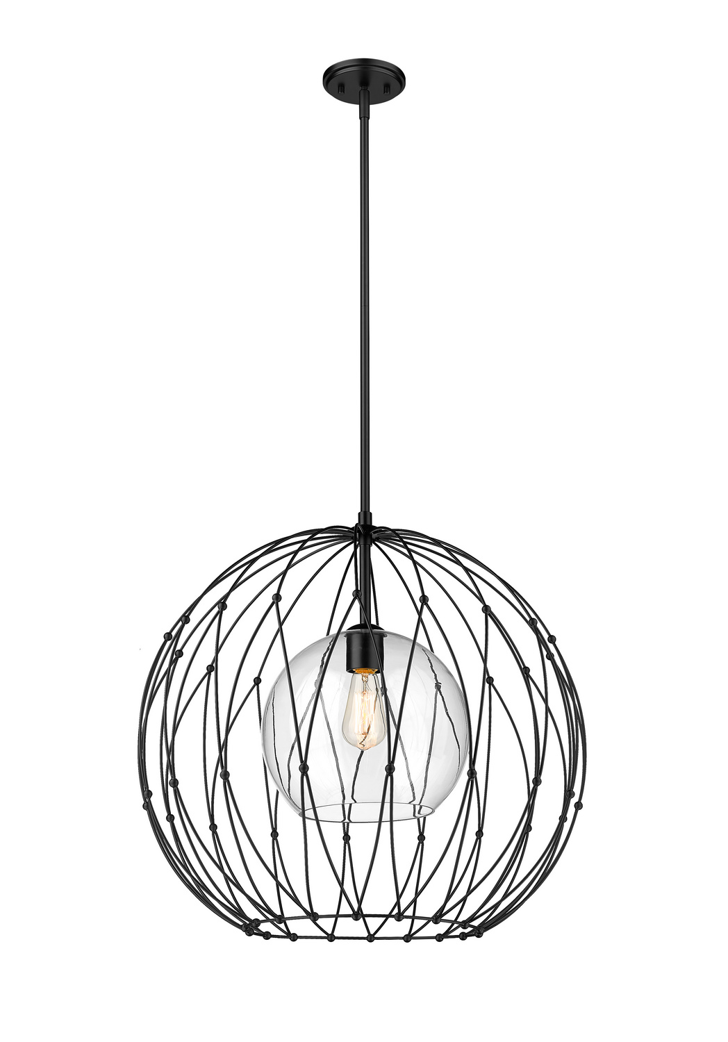 One Light Pendant by Z-Lite - Elle Collection, Matte Black Finish - 1940P24-MB