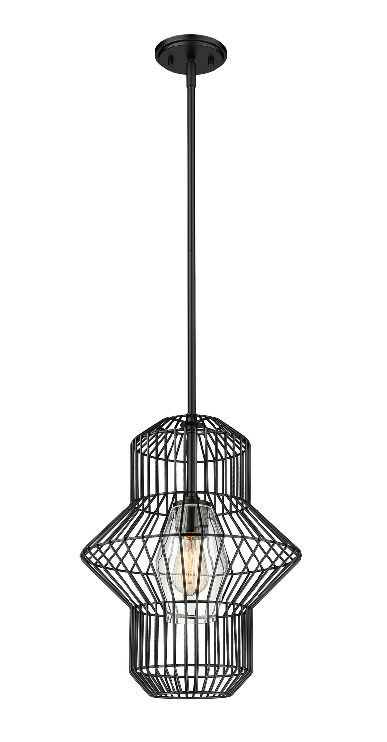 One Light Pendant by Z-Lite - Orsay Collection, Matte Black Finish - 1941P15-MB