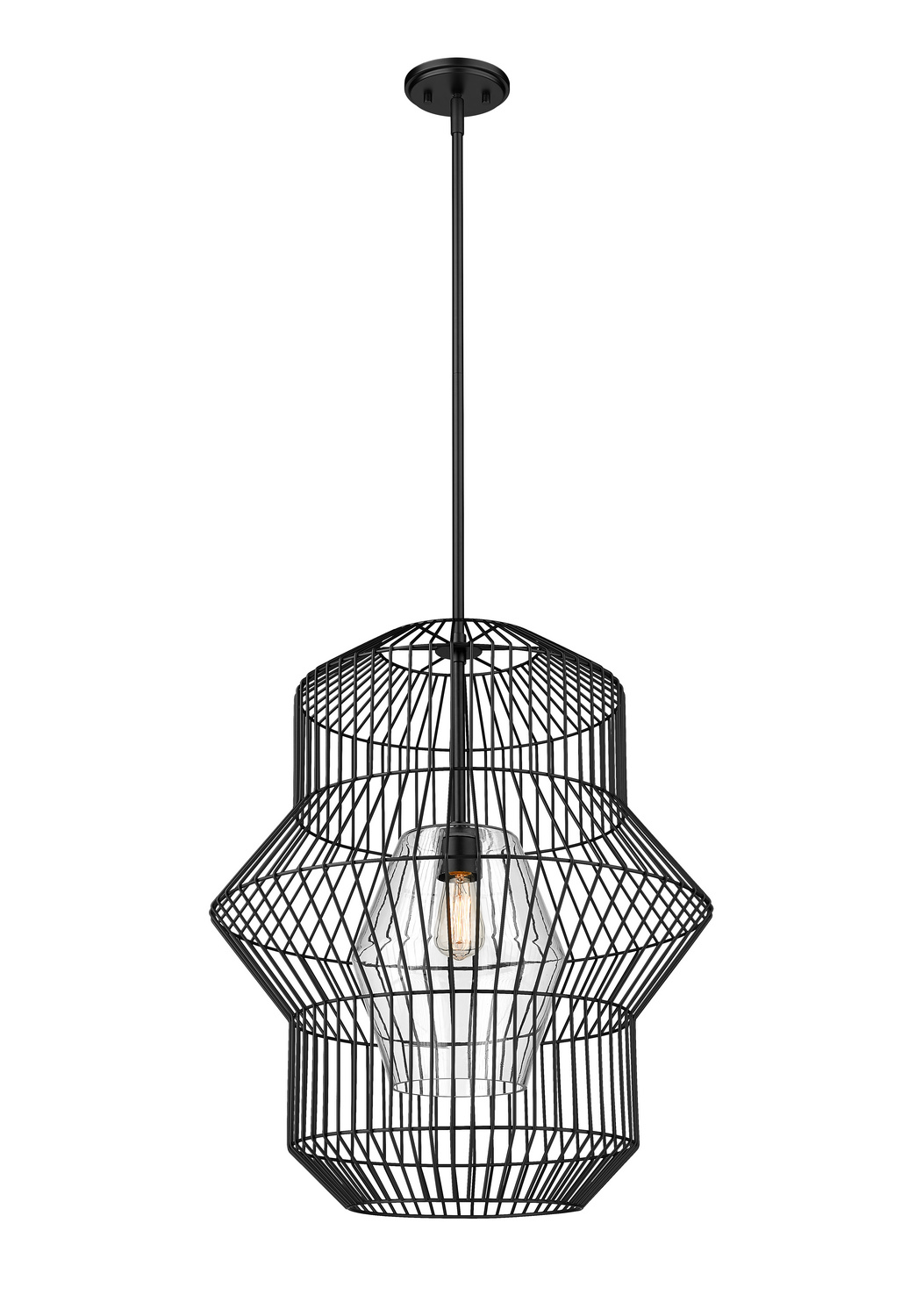 One Light Pendant by Z-Lite - Orsay Collection, Matte Black Finish - 1941P24-MB