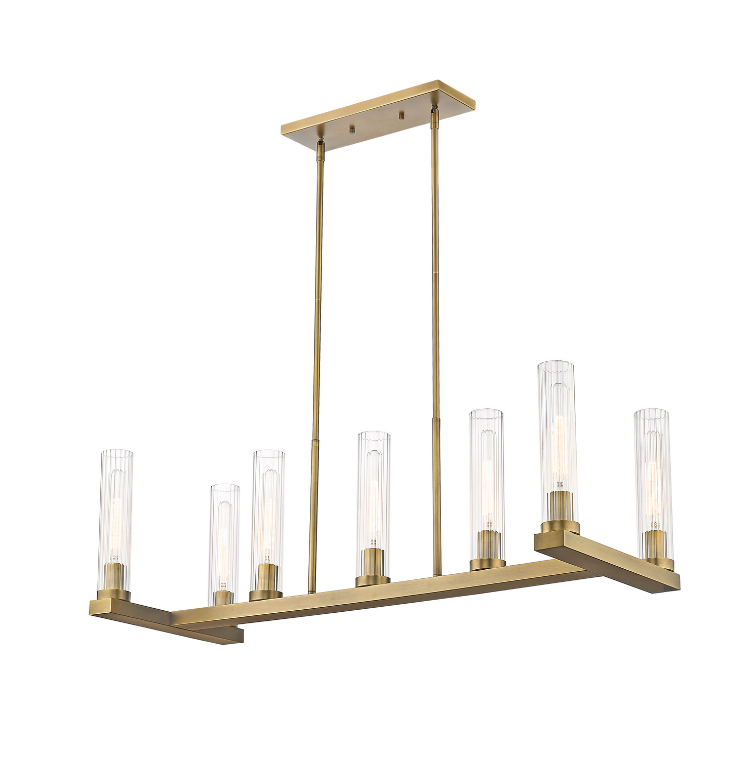 Seven Light Linear Chandelier by Z-Lite - Beau Collection, Rubbed Brass Finish - 3031-7L-RB