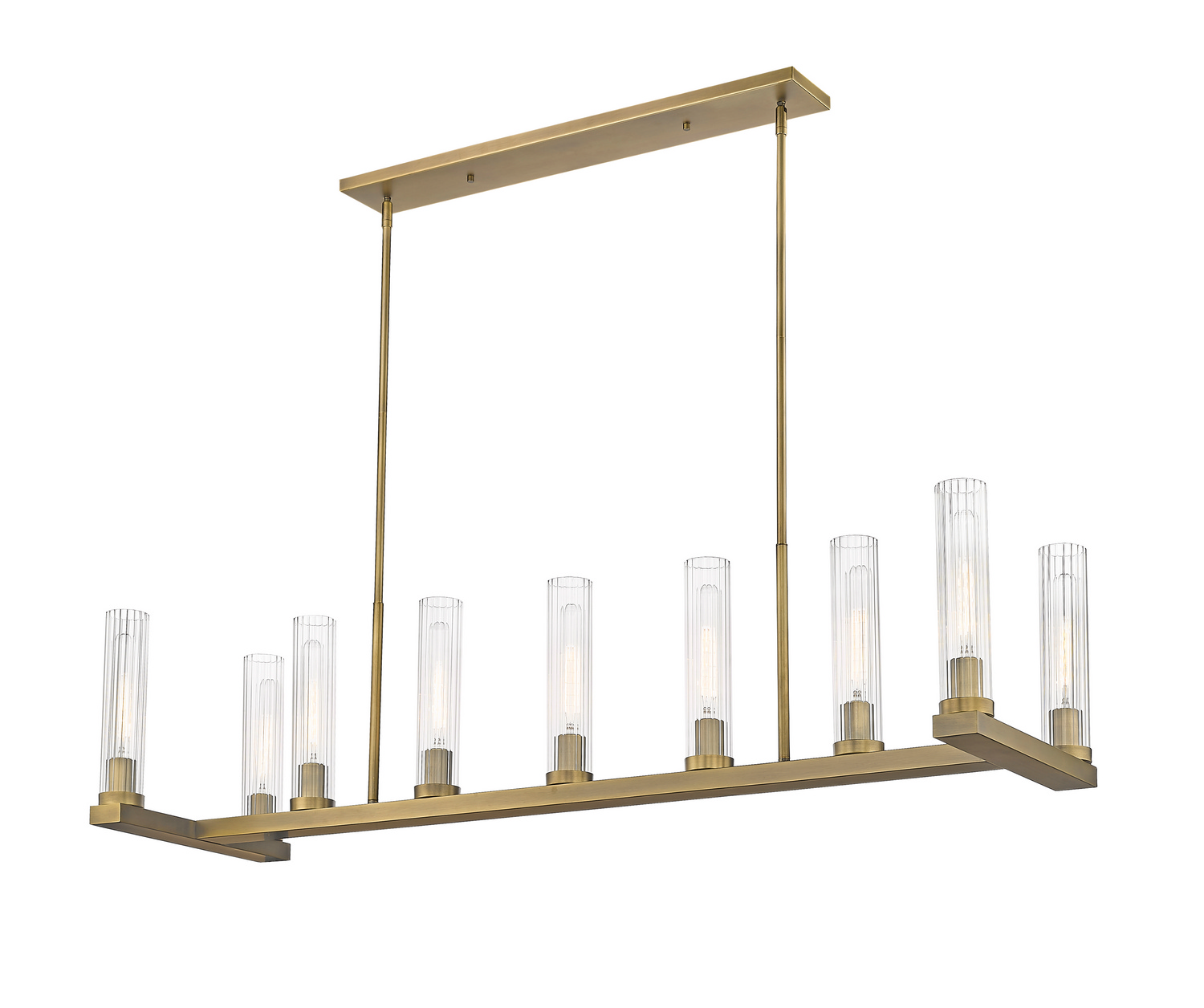 Nine Light Linear Chandelier by Z-Lite - Beau Collection, Rubbed Brass Finish - 3031-9L-RB