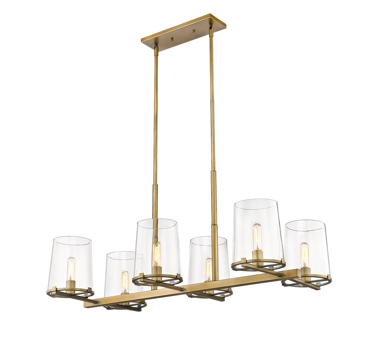 Six Light Linear Chandelier by Z-Lite - Callista Collection, Rubbed Brass Finish - 3032-6L-RB