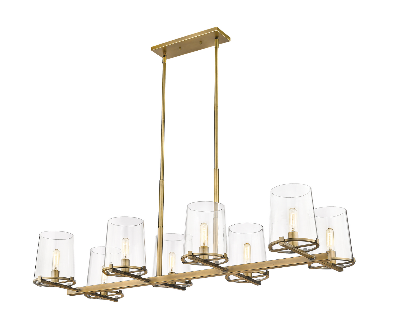 Eight Light Linear Chandelier by Z-Lite - Callista Collection, Rubbed Brass Finish - 3032-8L-RB
