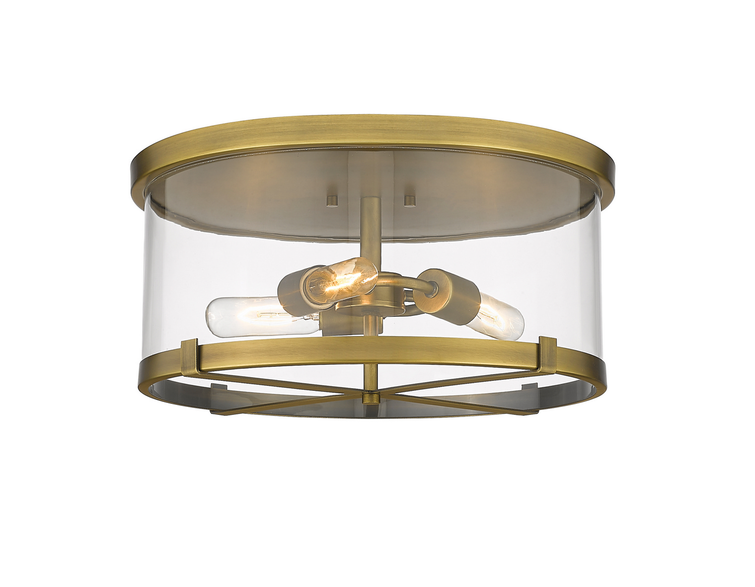 Three Light Flush Mount by Z-Lite - Callista Collection, Rubbed Brass Finish - 3032F-RB