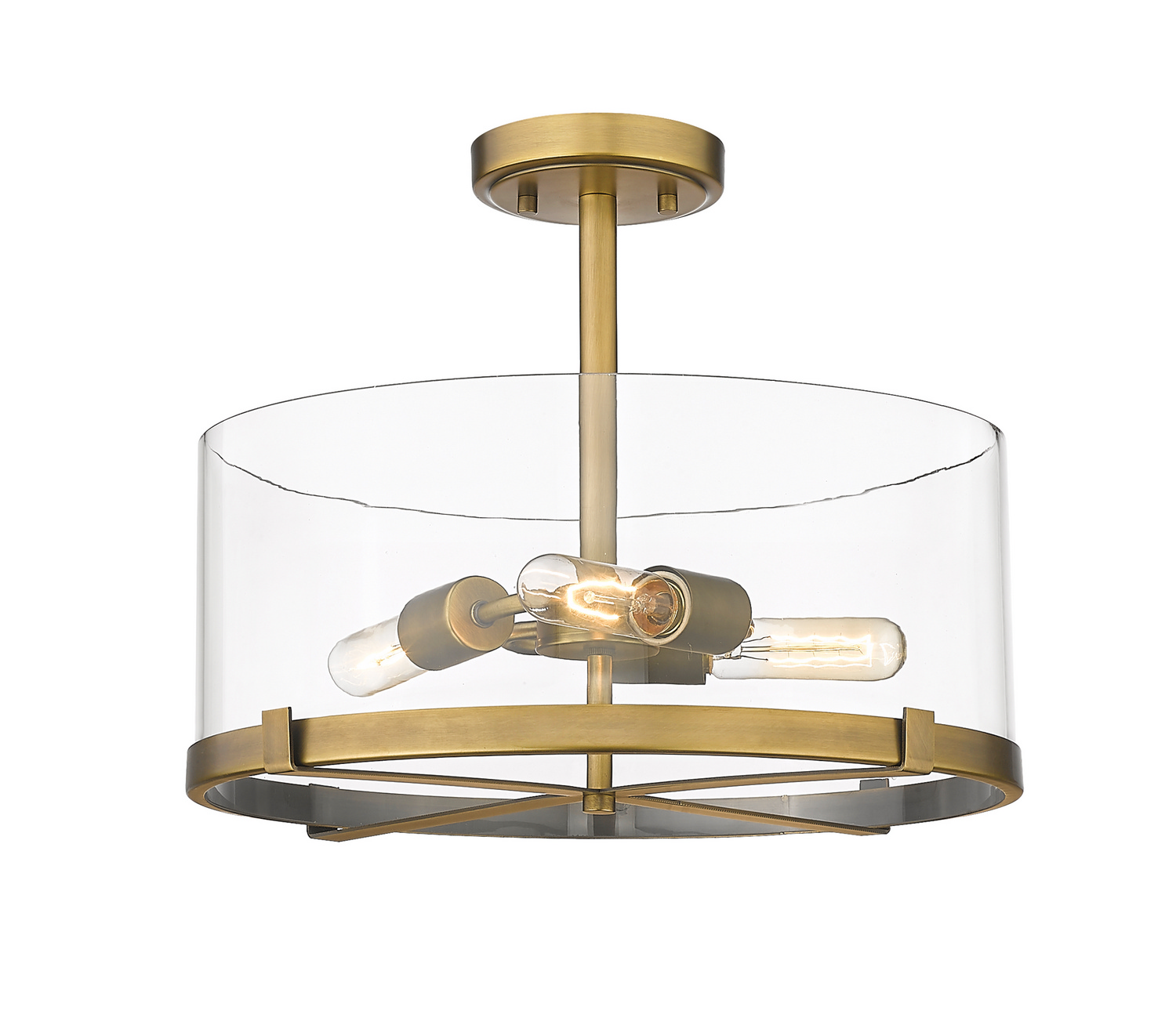 Three Light Semi Flush Mount by Z-Lite - Callista Collection, Rubbed Brass Finish - 3032SF-RB