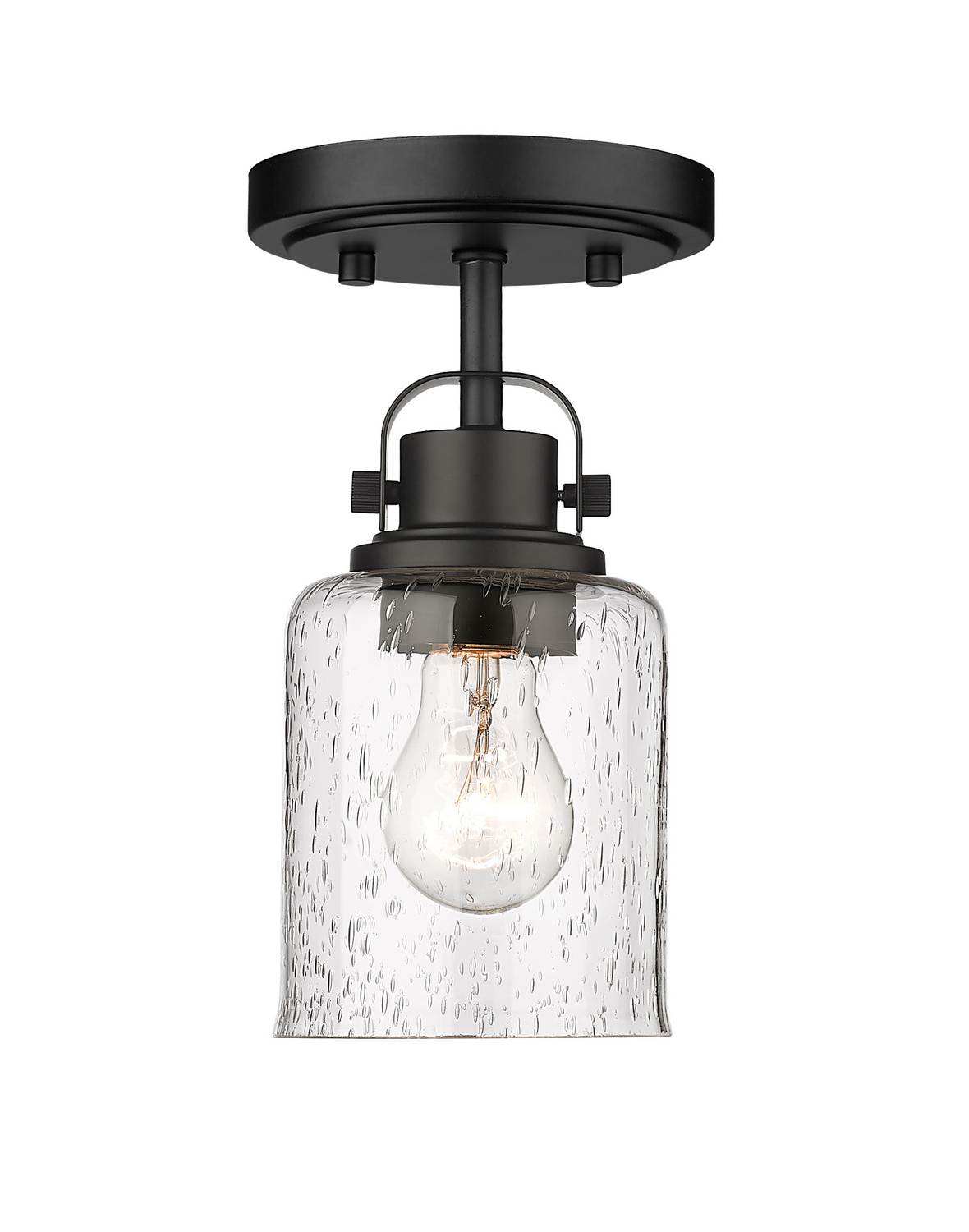 One Light Flush Mount by Z-Lite - Kinsley Collection, Matte Black Finish - 340F1-MB