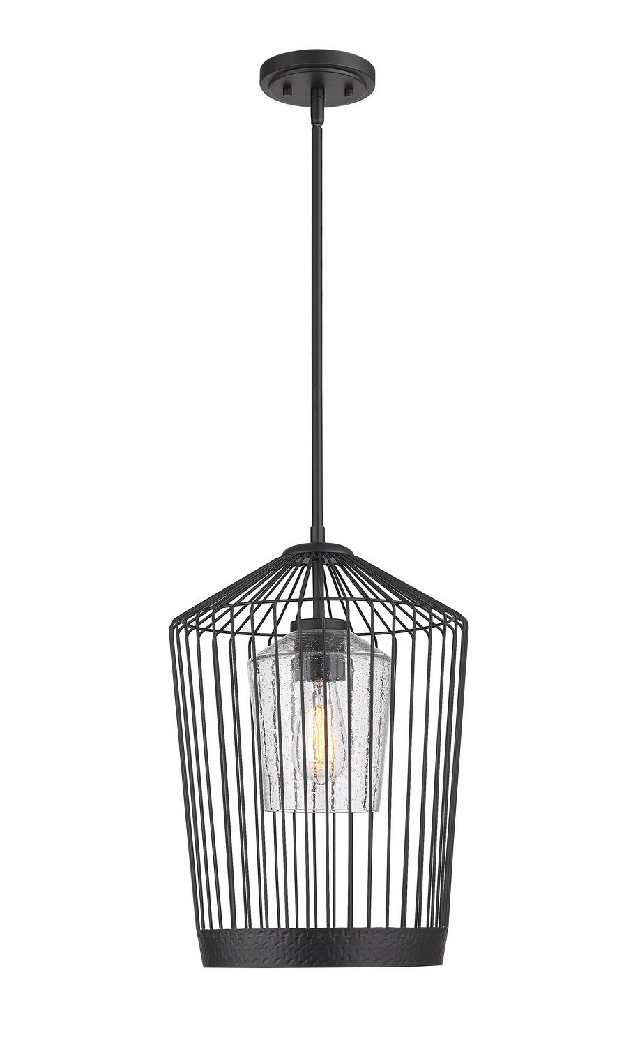 One Light Pendant by Z-Lite - Lido Collection, Matte Black Finish - 342P13-MB