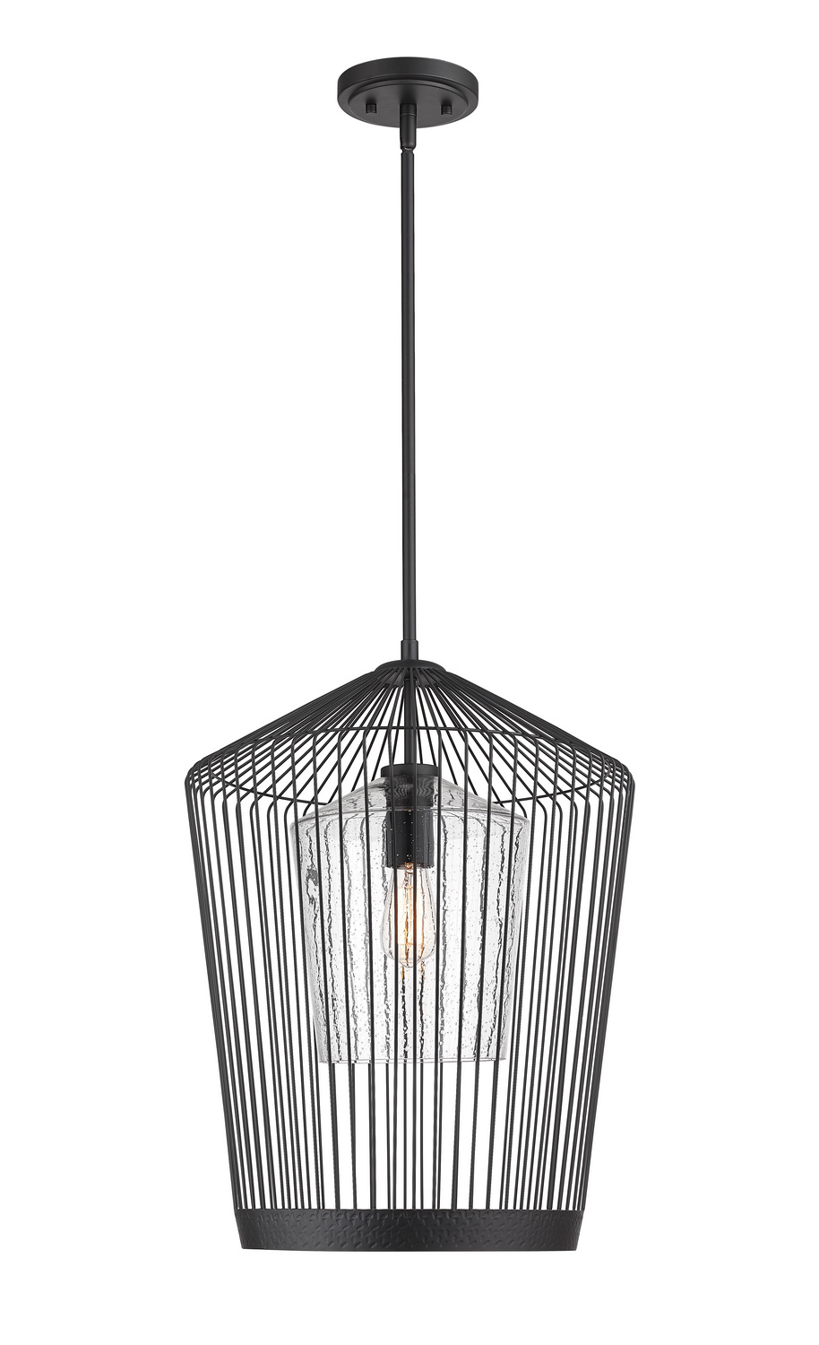 One Light Pendant by Z-Lite - Lido Collection, Matte Black Finish - 342P19-MB