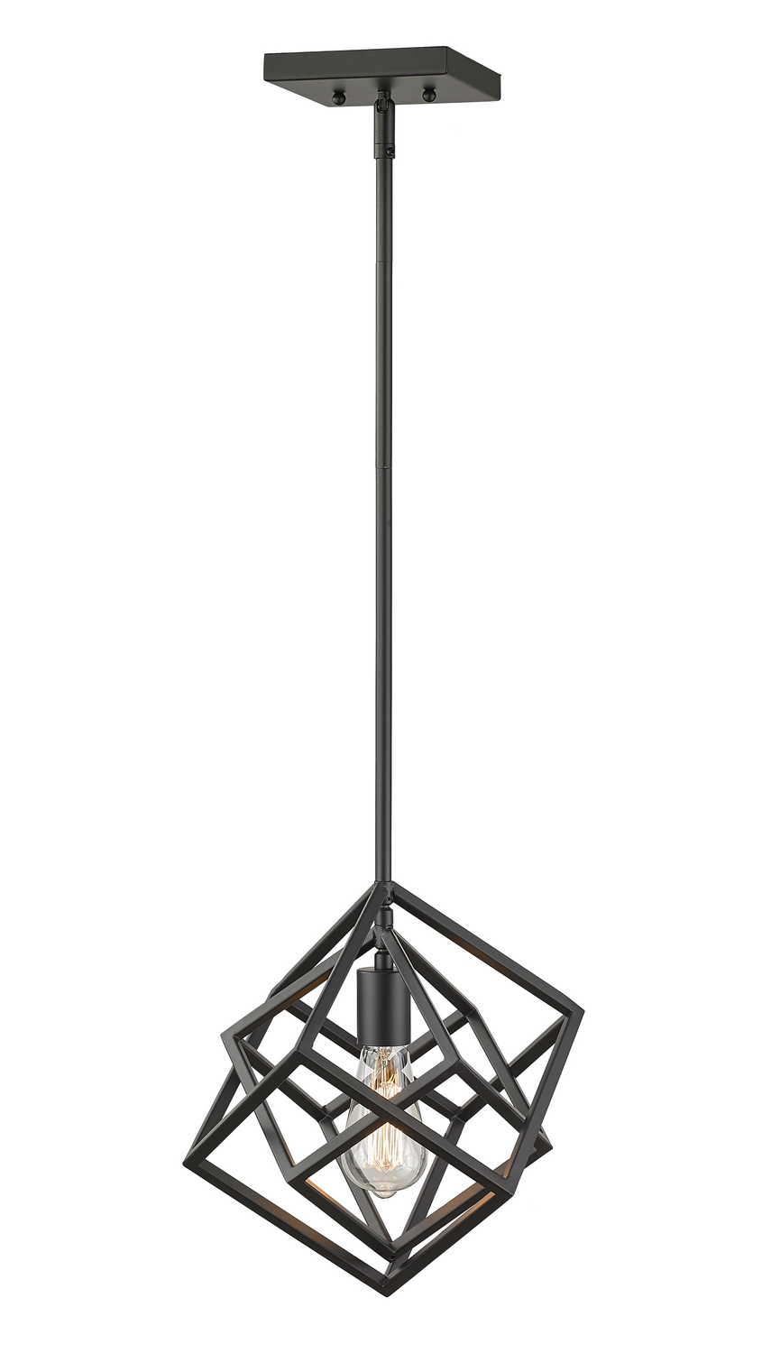 One Light Pendant by Z-Lite - Euclid Collection, Matte Black Finish - 457MP-MB