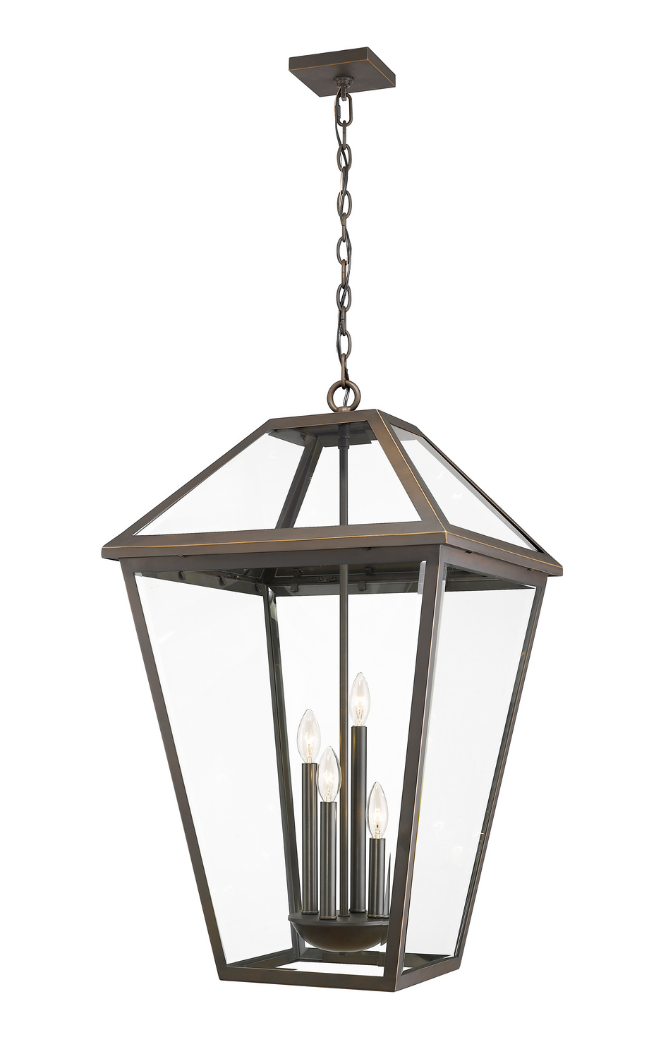 Four Light Outdoor Chain Mount Ceiling Fixture by Z-Lite - Talbot Collection, Oil Rubbed Bronze Finish - 579CHXLX-ORB