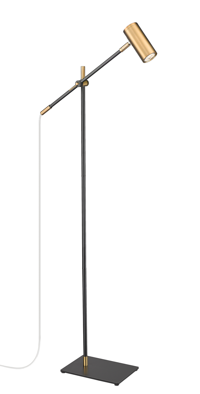 One Light Floor Lamp by Z-Lite - Calumet Collection, Matte Black + Olde Brass Finish - 814FL-MB-OBR