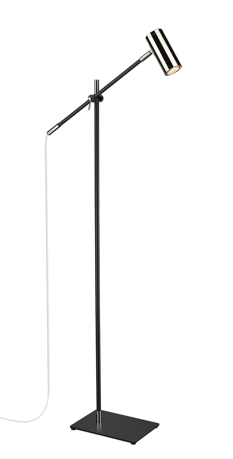 One Light Floor Lamp by Z-Lite - Calumet Collection, Matte Black + Polished Nickel Finish - 814FL-MB-PN