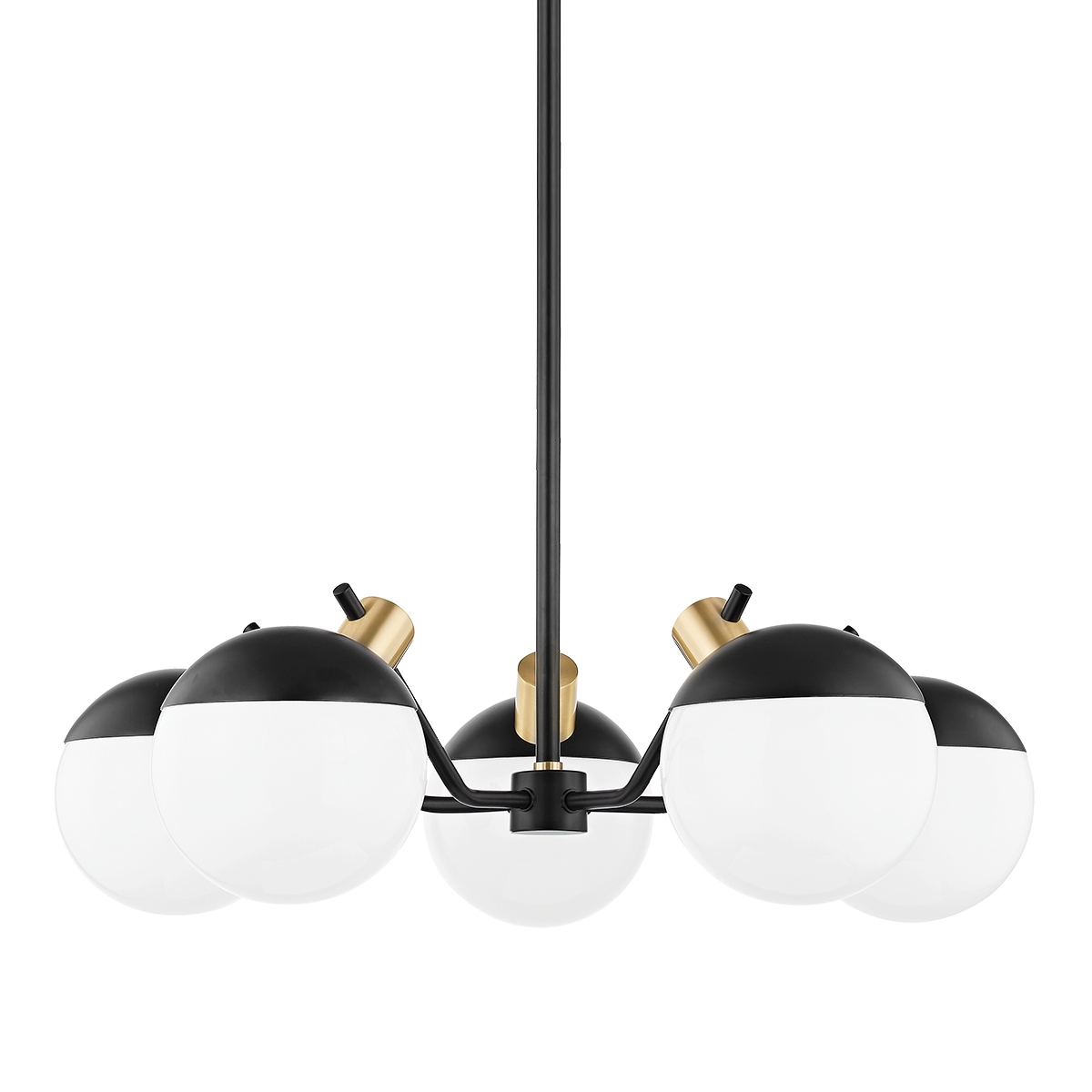 Photos - Chandelier / Lamp Miranda Mitzi 5-Light LED Chandelier in Aged Brass with Soft Black H573805-AGB/SBK