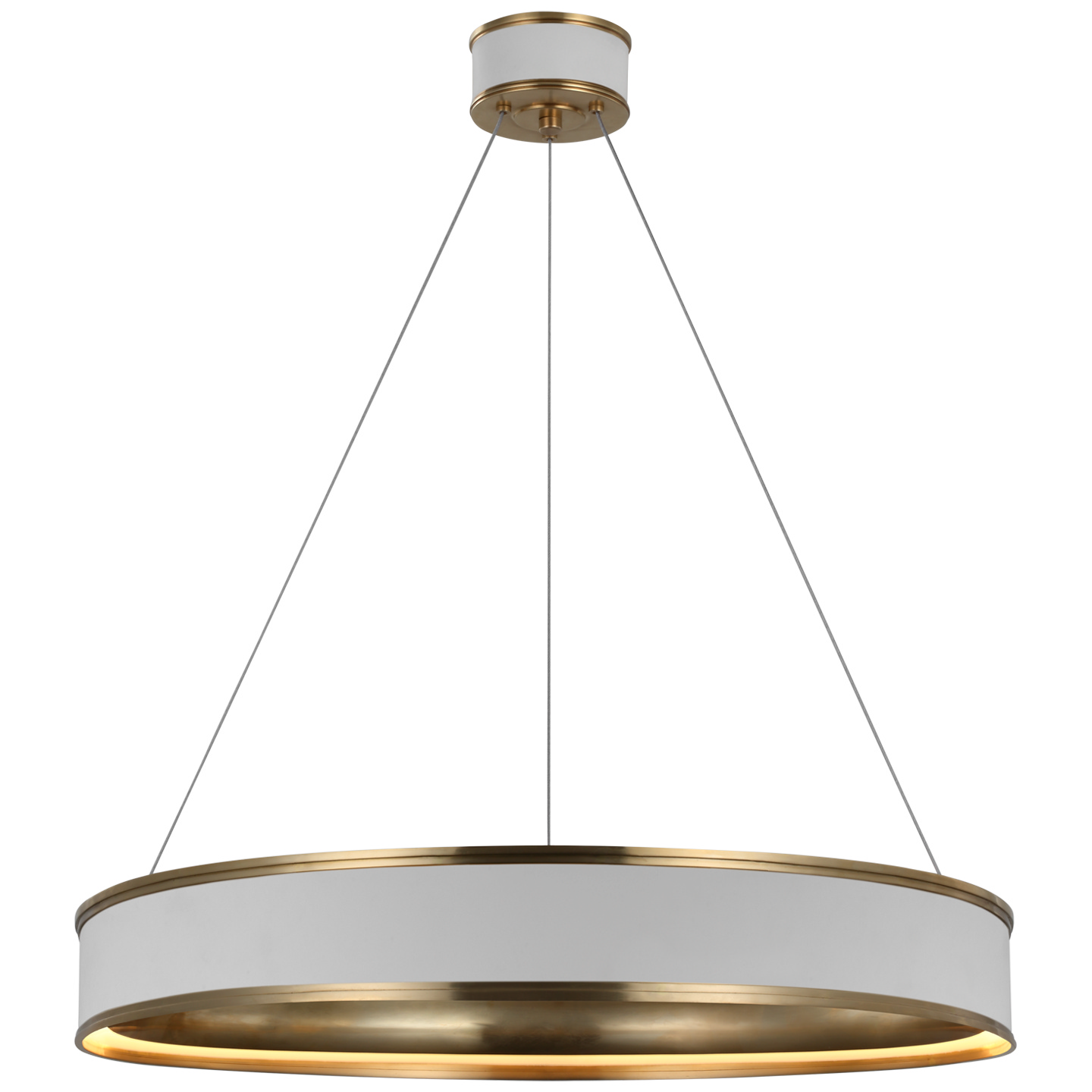 Visual Comfort Signature Connery LED Chandelier in Matte White and Antique-Burnished Brass - CHC 1615WHT/AB