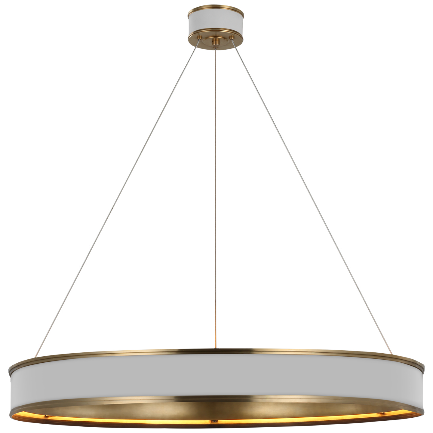 Visual Comfort Signature Connery LED Chandelier in Matte White and Antique-Burnished Brass - CHC 1616WHT/AB