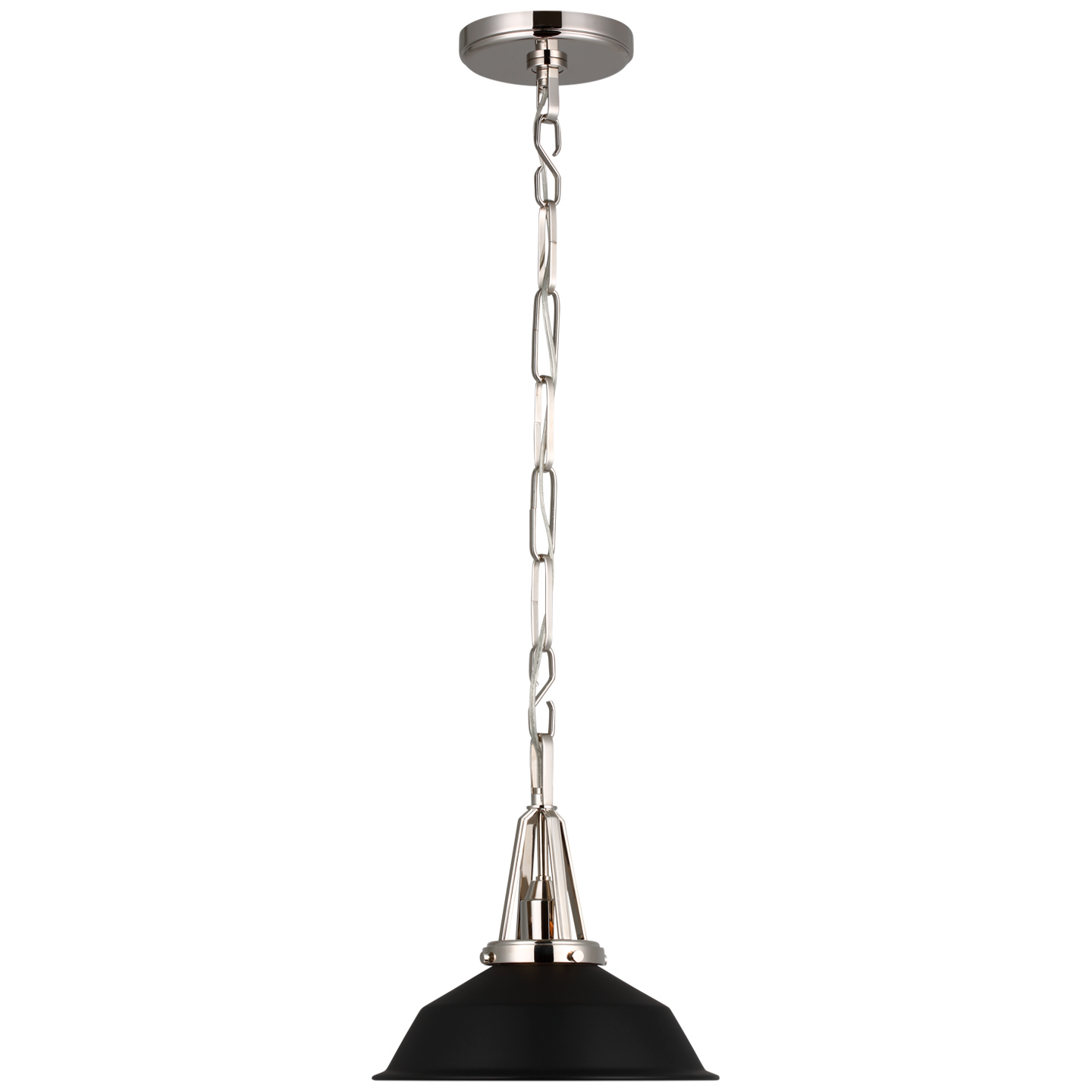 Visual Comfort Signature Layton LED Pendant in Polished Nickel - CHC 5460PN-BLK
