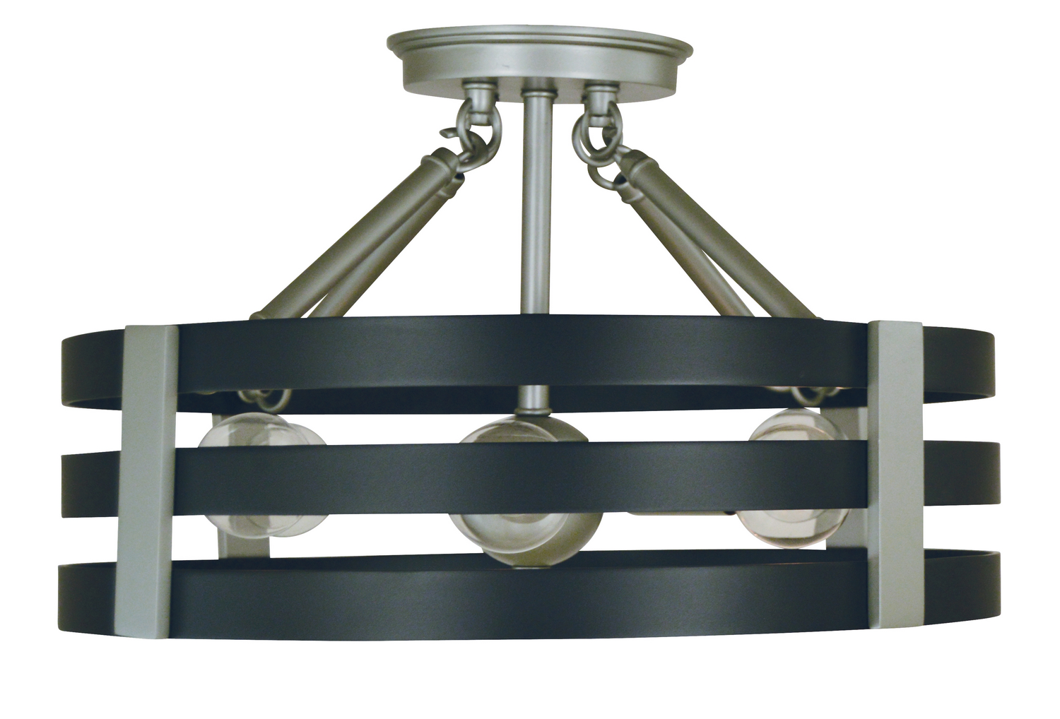 Framburg Luxe Six Light Semi Flush Mount in Satin Pewter/Matte Black - L1121 SP/MBLACK