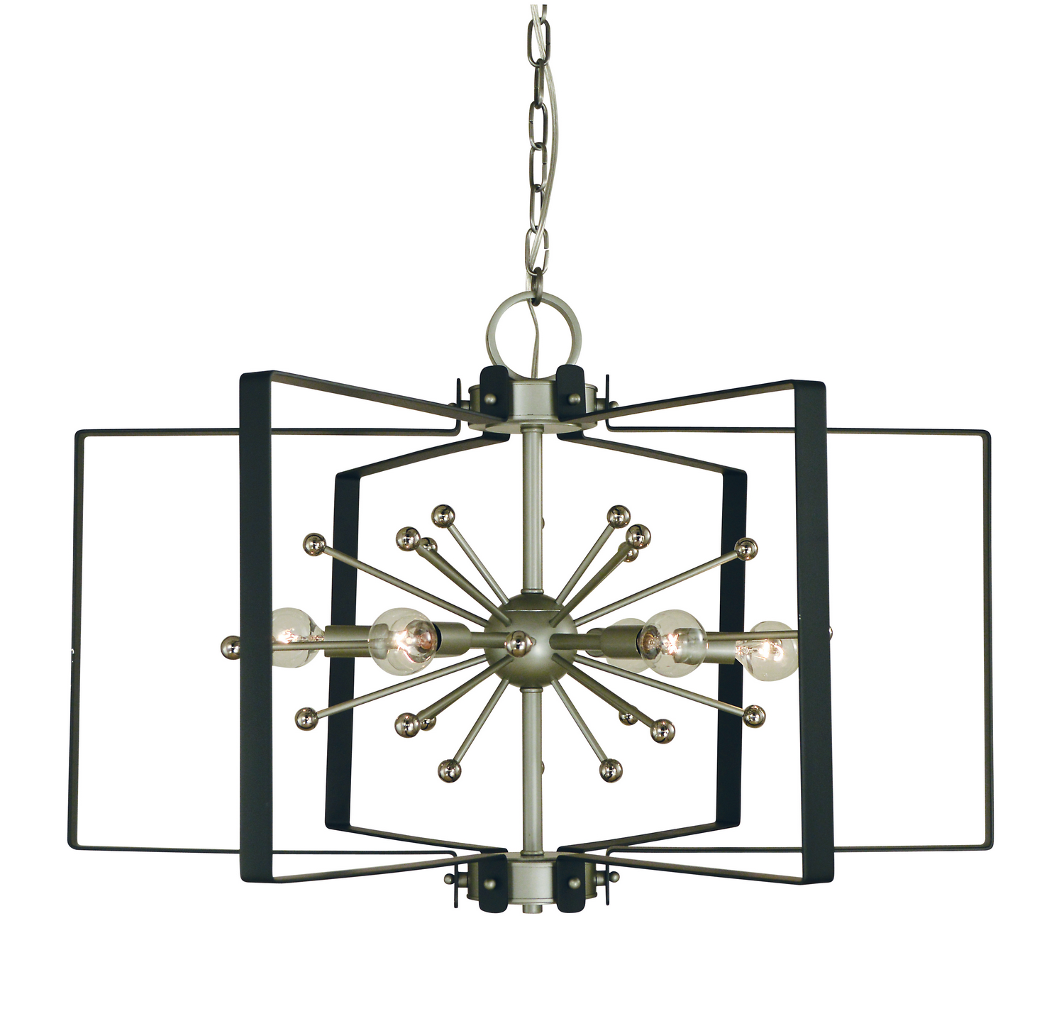 Framburg Vega Six Light Chandelier in Satin Pewter/Polished Nickel/Matte Black - L1120 SP/PN/MBLACK
