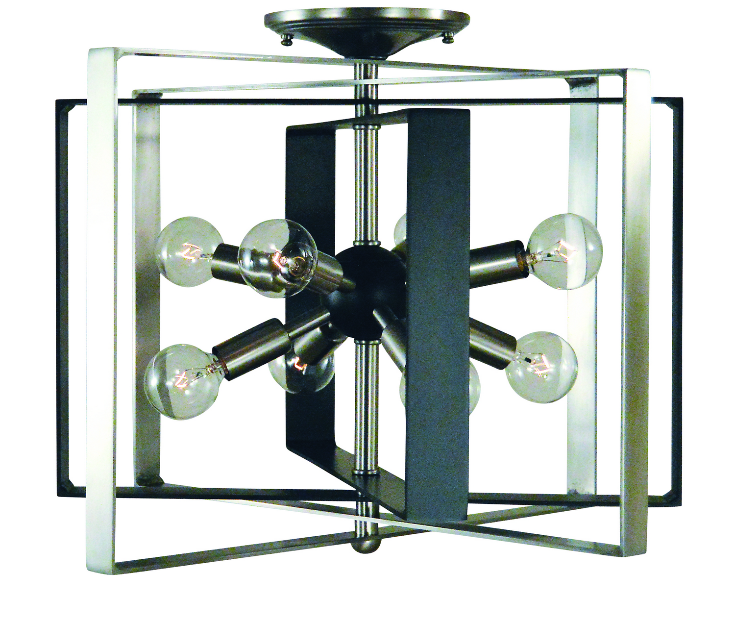 Framburg Interstellar Eight Light Semi-Flush Mount in Brushed Nickel with Matte Black Accents - L1090 BN/MBLACK