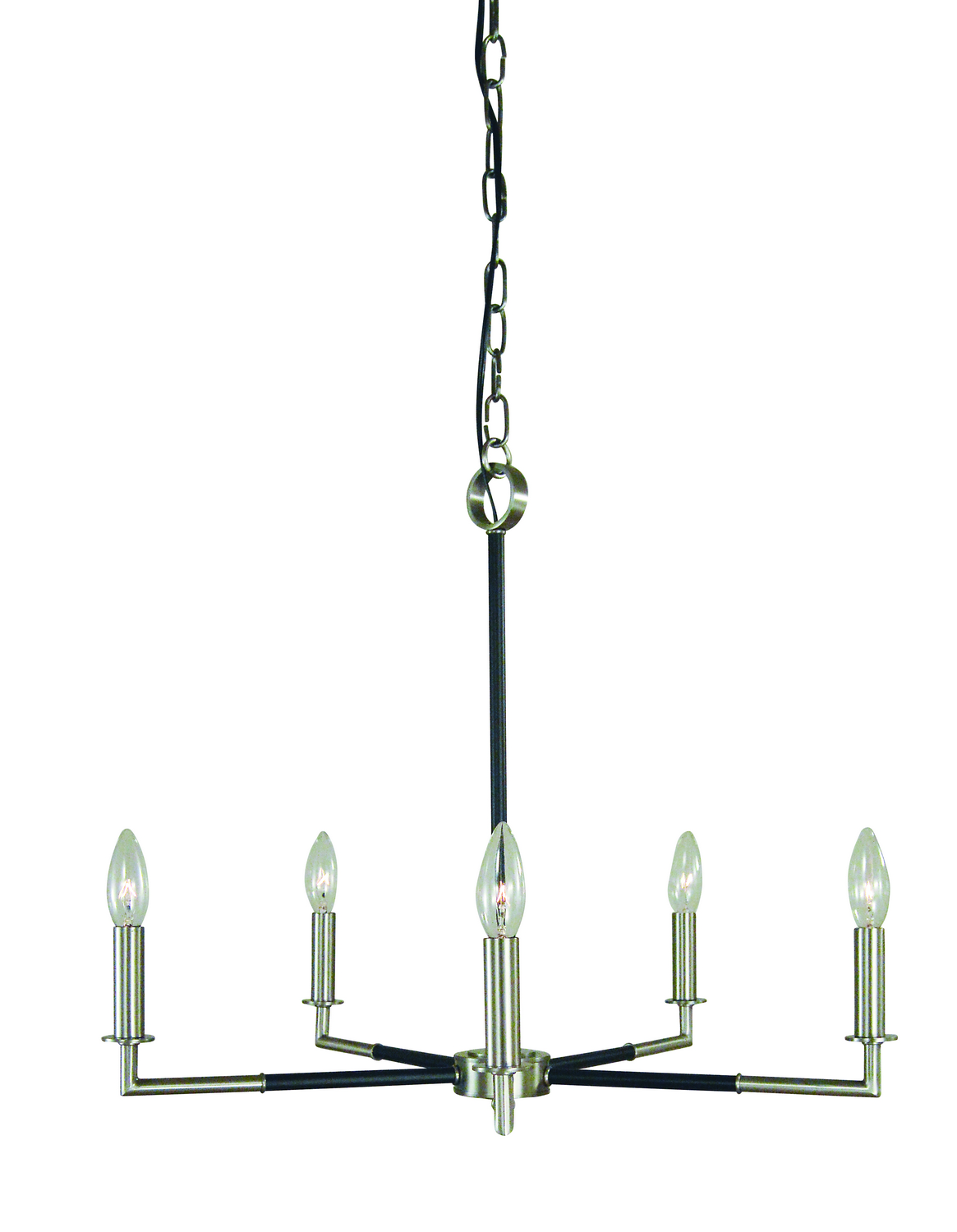 Framburg Schiller Five Light Chandelier in Brushed Nickel with Matte Black Accents - L1085 BN/MBLACK