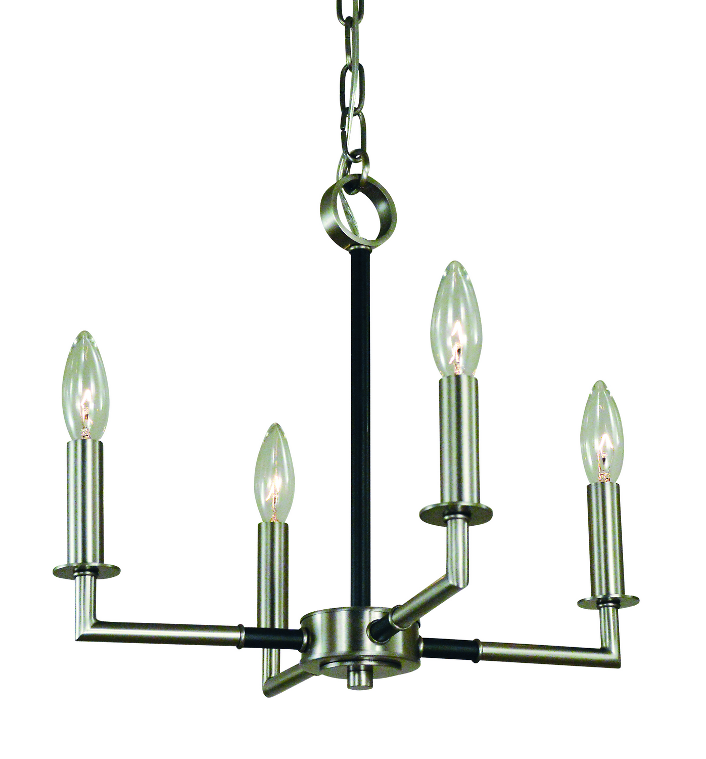 Framburg Schiller Four Light Chandelier in Brushed Nickel with Matte Black Accents - L1084 BN/MBLACK