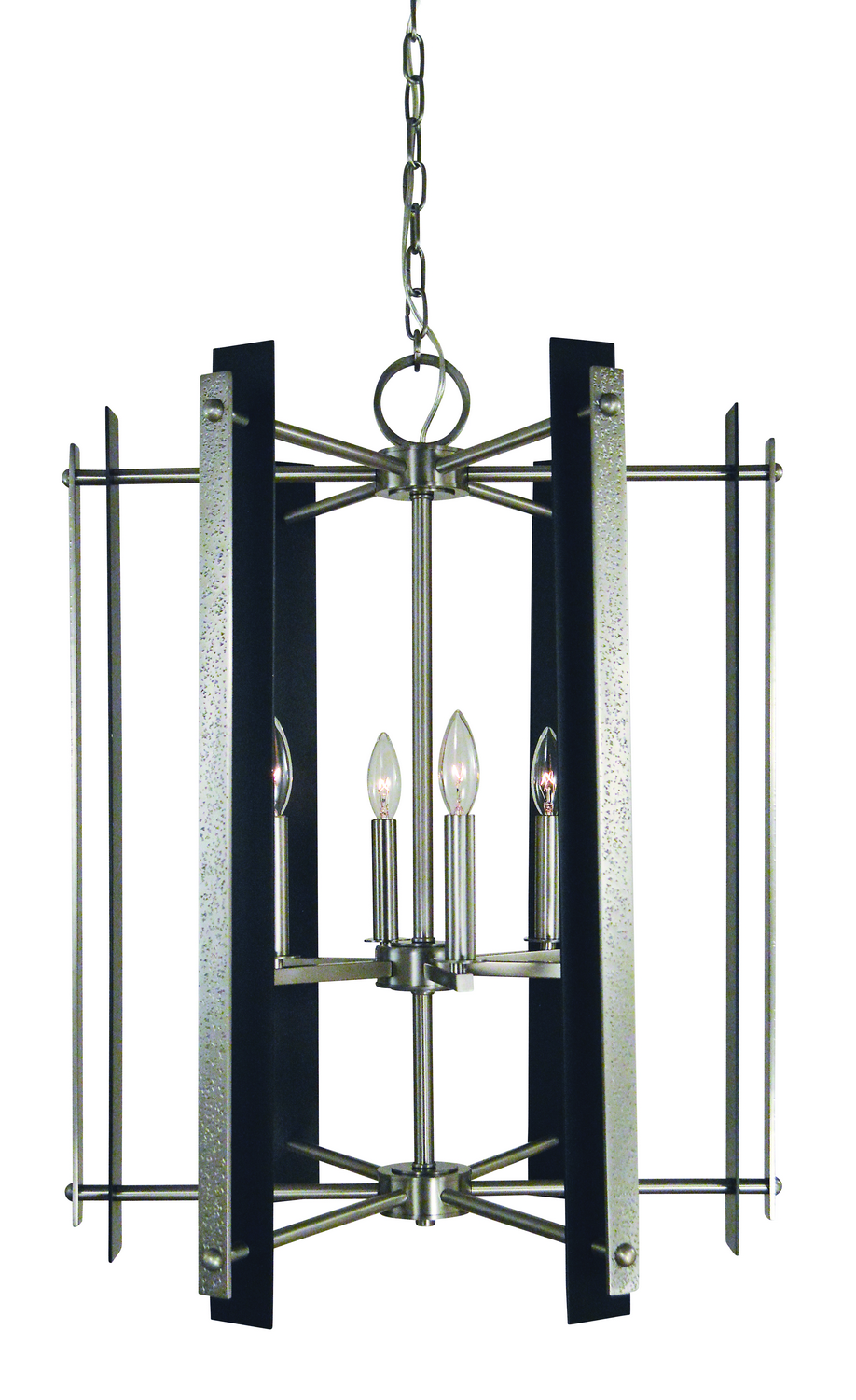 Framburg Bucolic Six Light Chandelier in Brushed Nickel with Matte Black Accents - L1066 BN/MBLACK