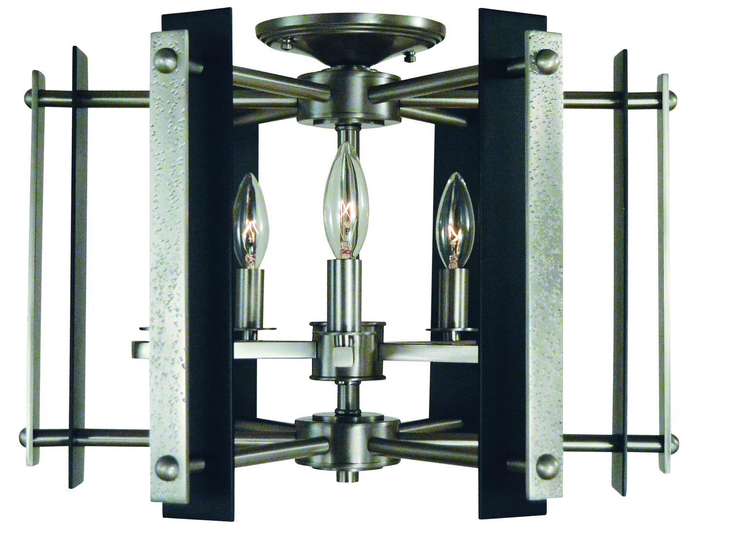 Framburg Bucolic Five Light Semi-Flush Mount in Brushed Nickel with Matte Black Accents - L1063 BN/MBLACK