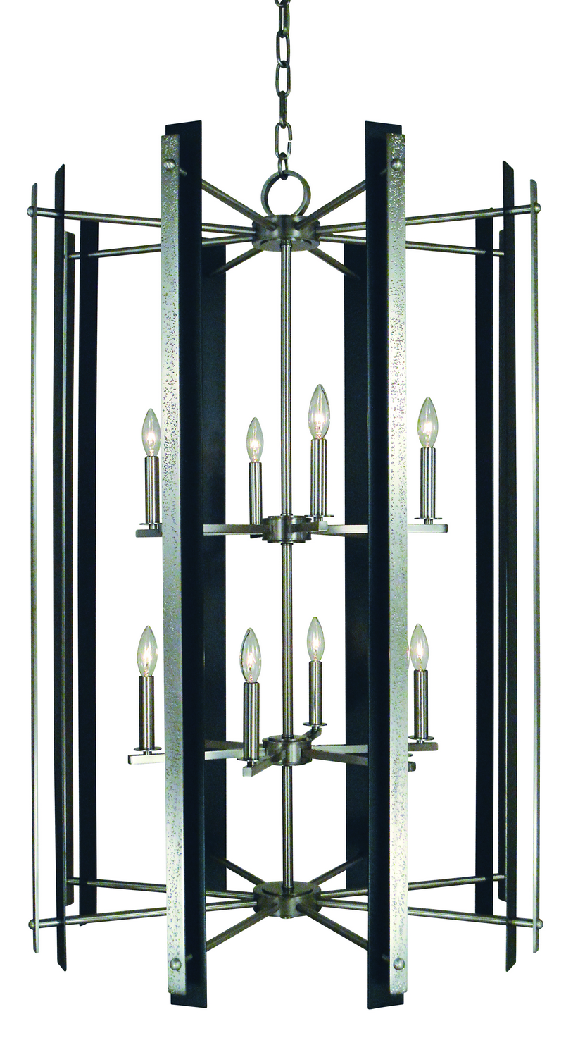 Framburg Bucolic 12 Light Chandelier in Brushed Nickel with Matte Black Accents - L1062 BN/MBLACK