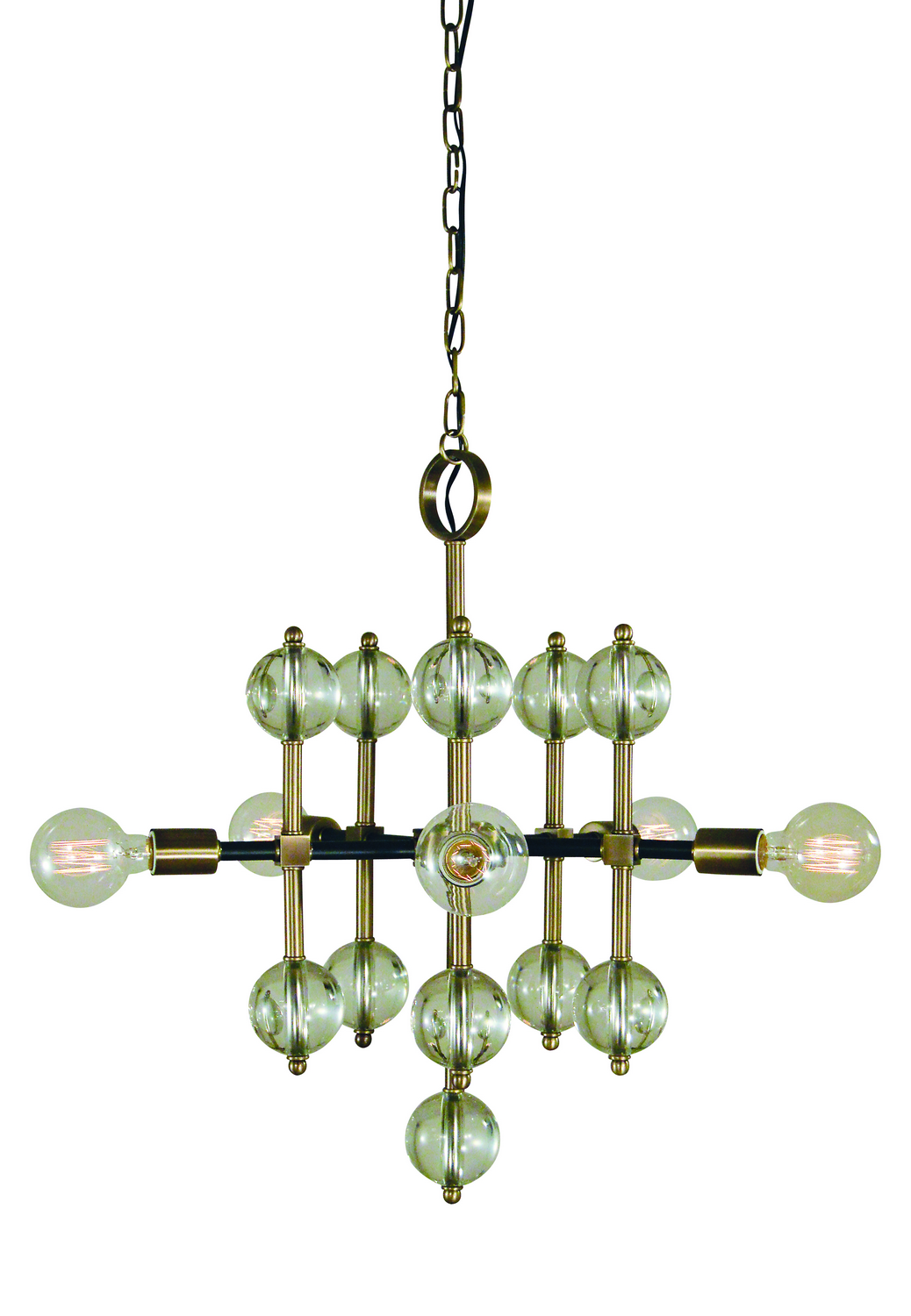 Framburg Gamma Five Light Chandelier in Antique Brass with Matte Black Accents - L1045 AB/MBLACK