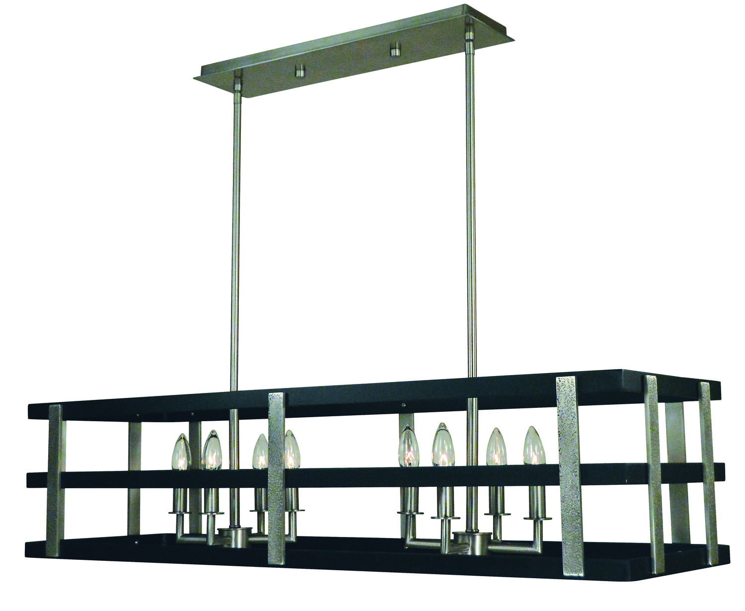 Framburg Montreaux Eight Light Island Chandelier in Brushed Nickel with Matte Black Accents - L1038 BN/MBLACK