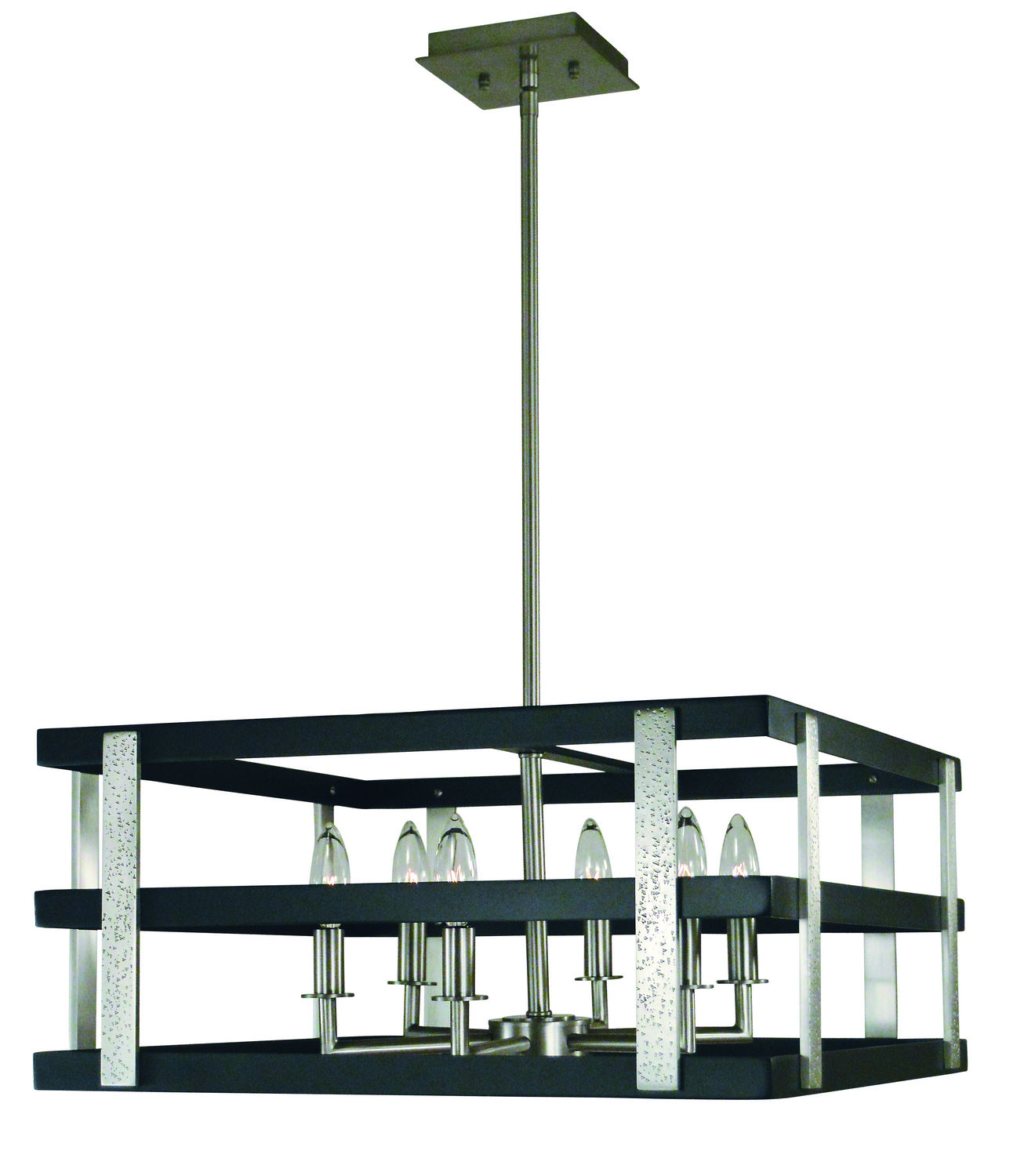 Framburg Montreaux Six Light Chandelier in Brushed Nickel with Matte Black Accents - L1036 BN/MBLACK
