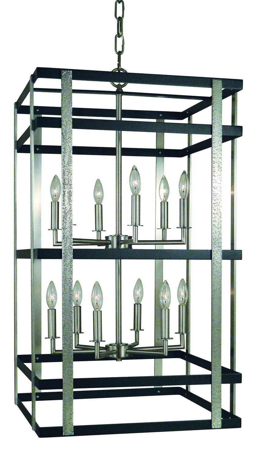 Framburg Montreaux 12 Light Chandelier in Brushed Nickel with Matte Black Accents - L1032 BN/MBLACK