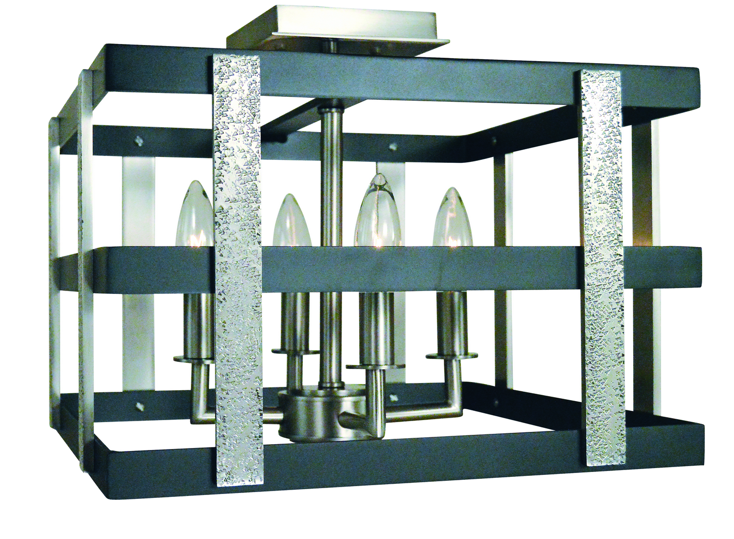 Framburg Montreaux Four Light Semi-Flush Mount in Brushed Nickel with Matte Black Accents - L1031 BN/MBLACK