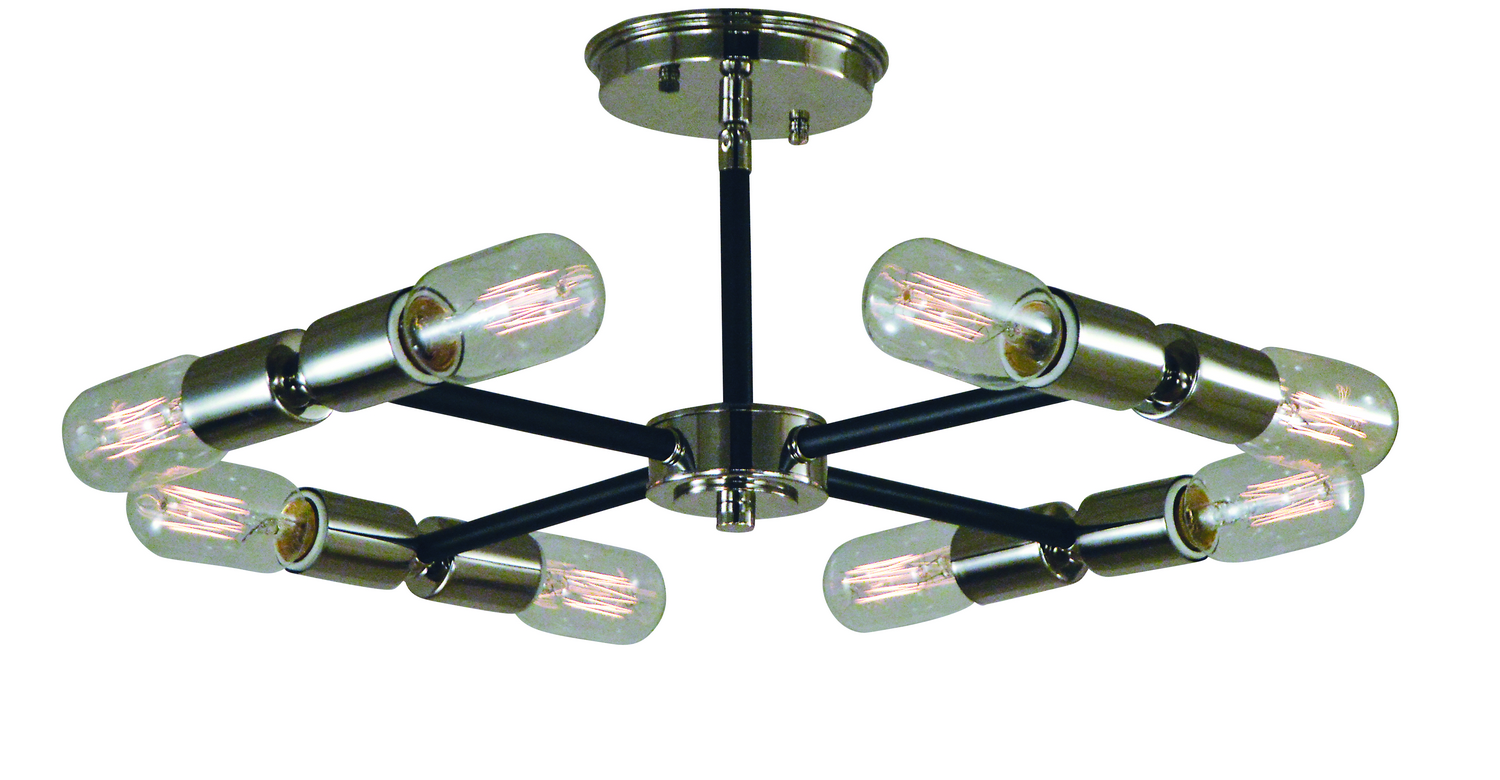 Framburg Gyrate Eight Light Semi-Flush Mount in Polished Nickel with Matte Black Accents - L1018 PN/MBLACK