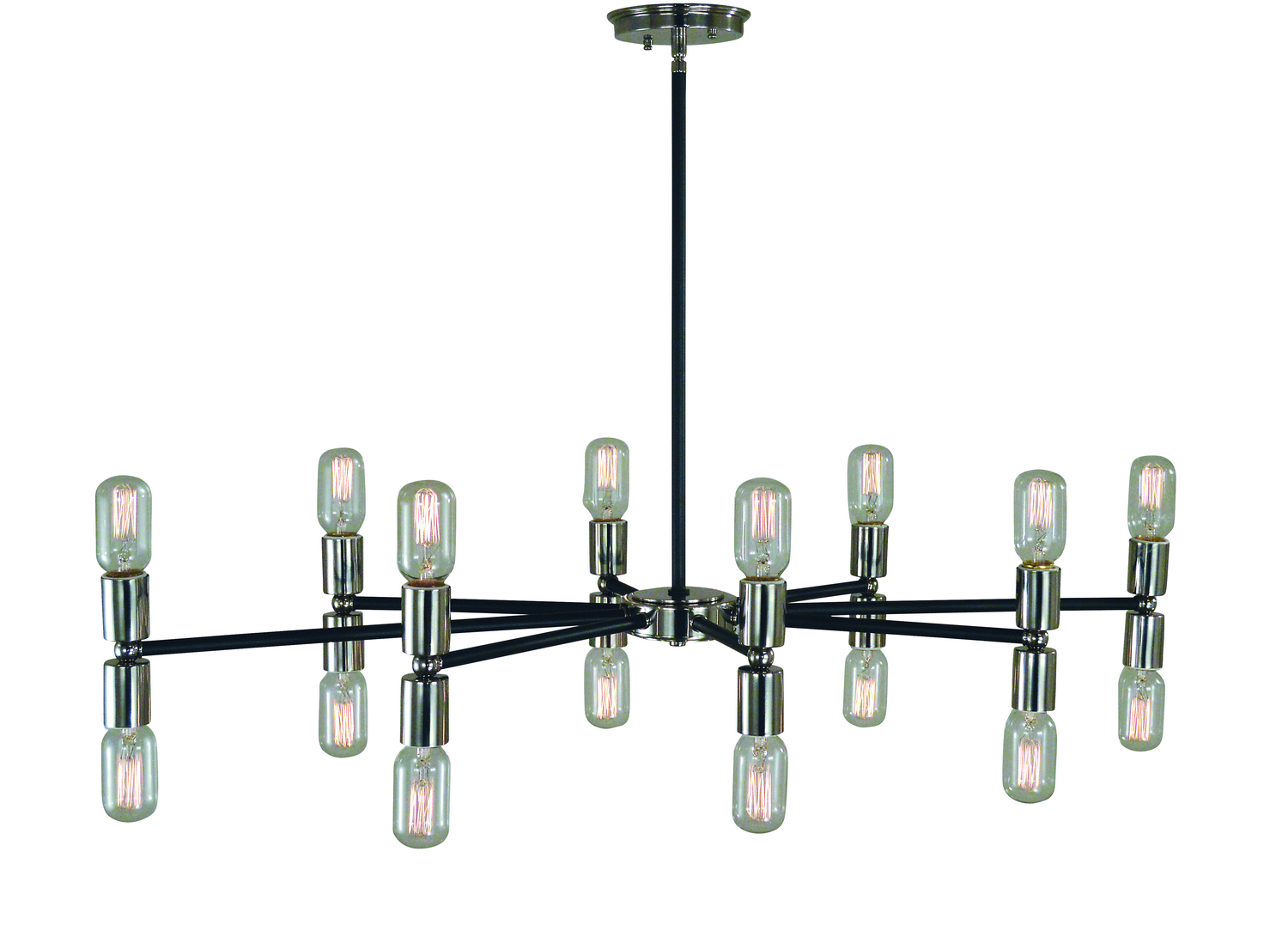 Framburg Gyrate 16 Light Chandelier in Polished Nickel with Matte Black Accents - L1016 PN/MBLACK
