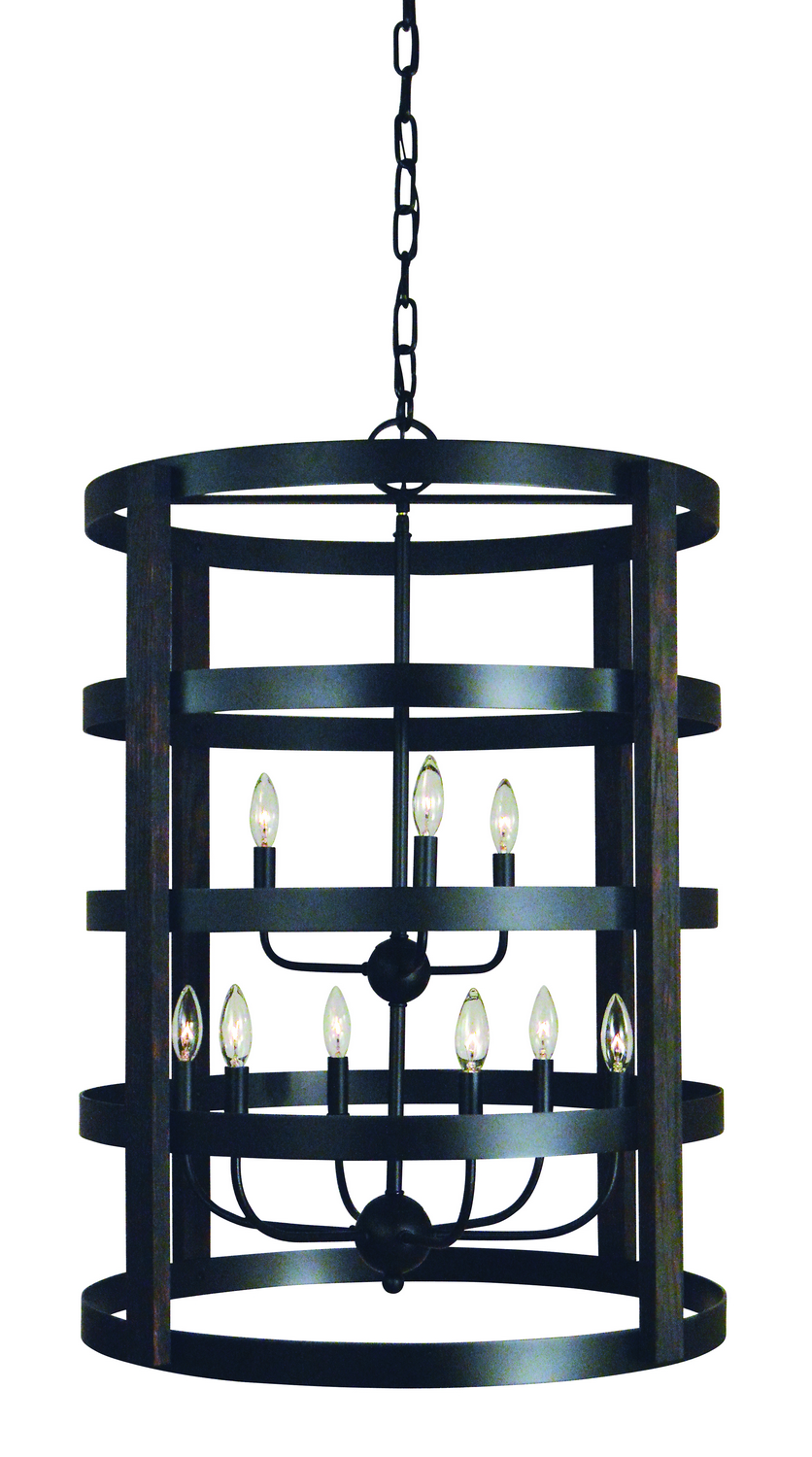 Framburg Homestead Nine Light Foyer Chandelier in Matte Black - L1009 MBLACK