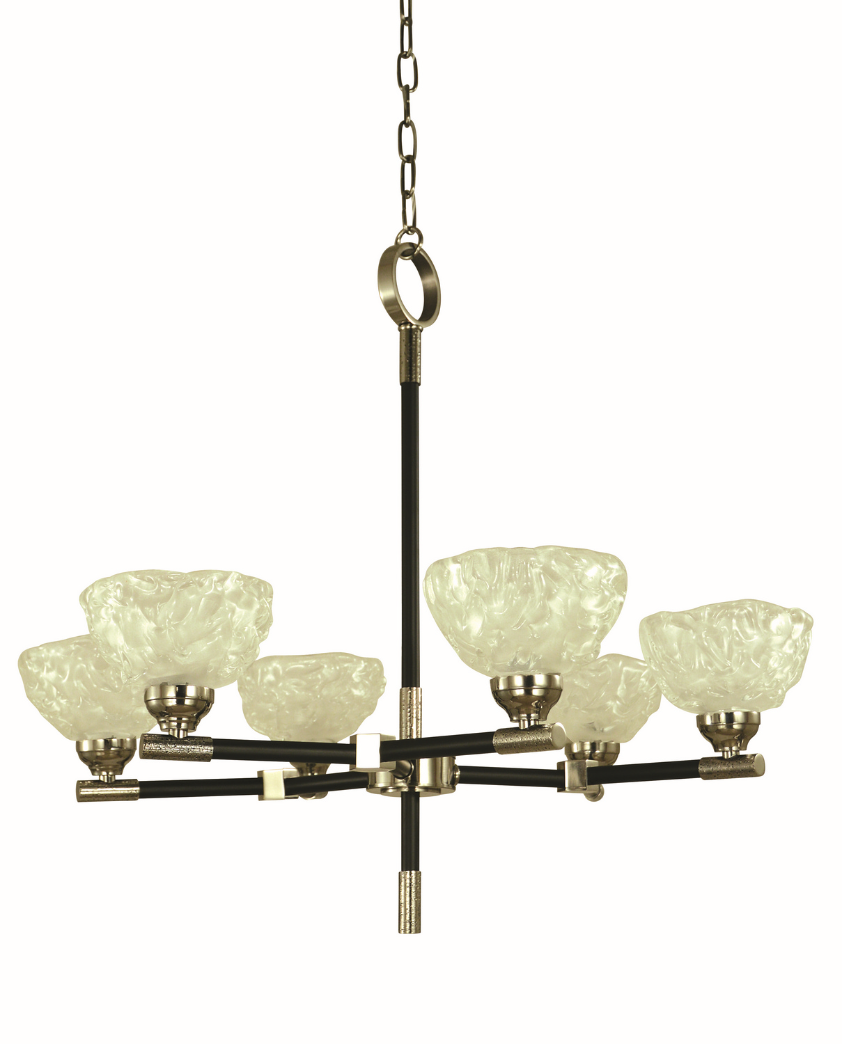 Framburg Stonebridge Five Light Chandelier in Polished Nickel/Matte Black - 5696 PN/MBLACK