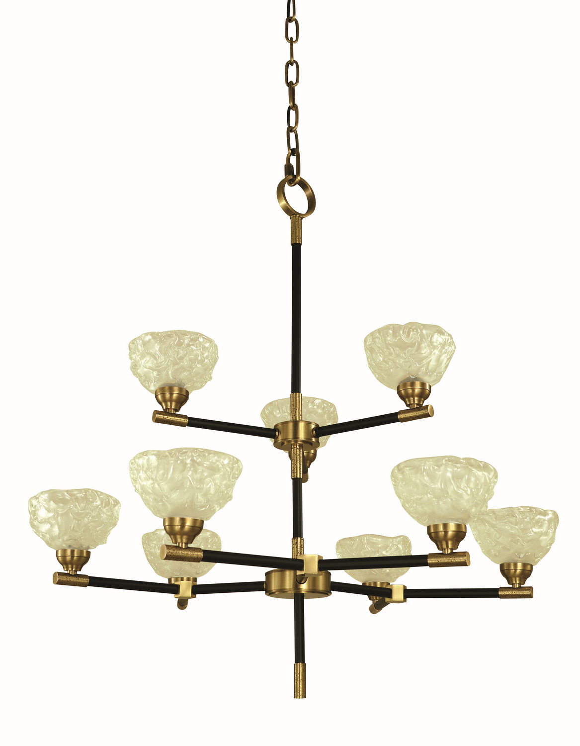 Framburg Stonebridge Nine Light Chandelier in Antique Brass/Matte Black - 5699 AB/MBLACK