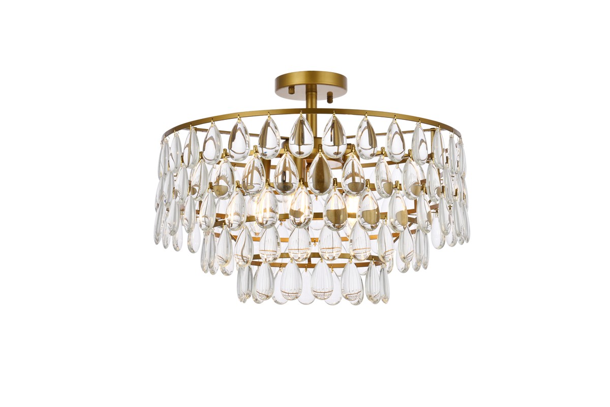 Elegant Lighting 1103F20BR Mila 5 Light 20 inch Brass Flush Mount Ceiling Light