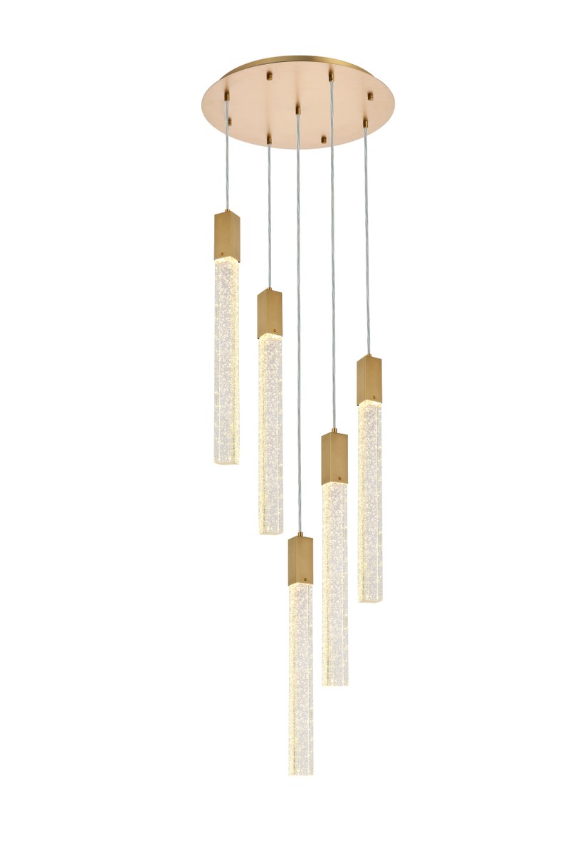 Photos - Chandelier / Lamp Elegant Lighting Satin Gold Five Light Pendant from the Weston Collection 2067D20SG