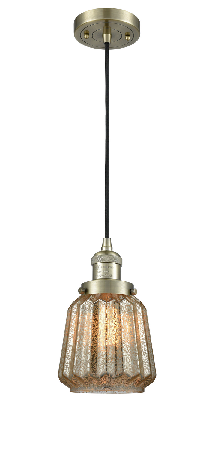 One Light Mini Pendant by Innovations - Franklin Restoration Collection, Antique Brass Finish - 201C-AB-G146