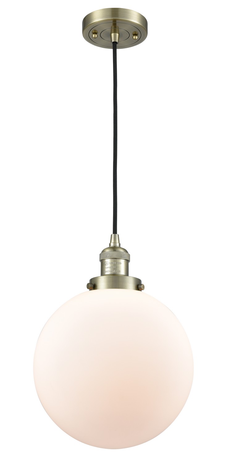 LED Mini Pendant by Innovations - Franklin Restoration Collection, Antique Brass Finish - 201C-AB-G201-10-LED