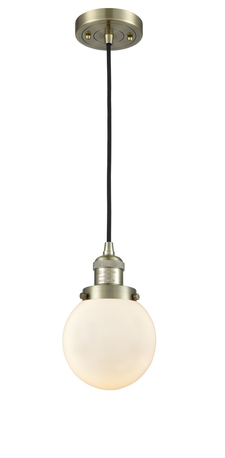 LED Mini Pendant by Innovations - Franklin Restoration Collection, Antique Brass Finish - 201C-AB-G201-6-LED