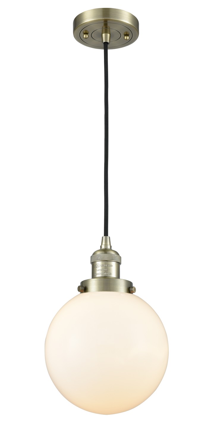 LED Mini Pendant by Innovations - Franklin Restoration Collection, Antique Brass Finish - 201C-AB-G201-8-LED