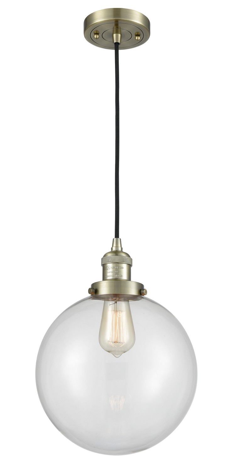 LED Mini Pendant by Innovations - Franklin Restoration Collection, Antique Brass Finish - 201C-AB-G202-10-LED