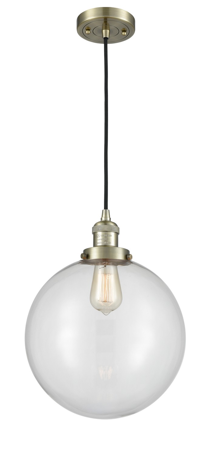 LED Mini Pendant by Innovations - Franklin Restoration Collection, Antique Brass Finish - 201C-AB-G202-12-LED