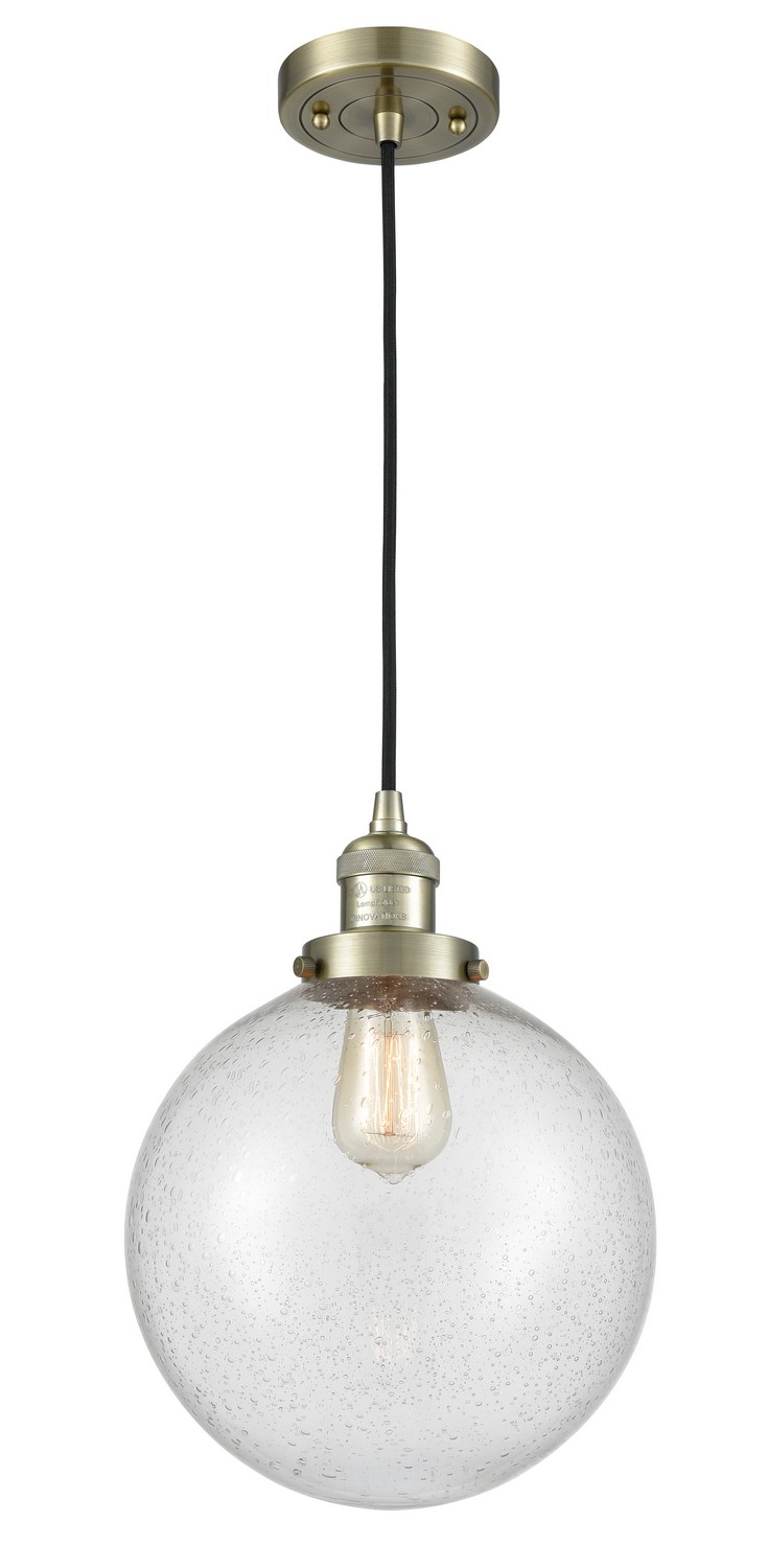 LED Mini Pendant by Innovations - Franklin Restoration Collection, Antique Brass Finish - 201C-AB-G204-10-LED