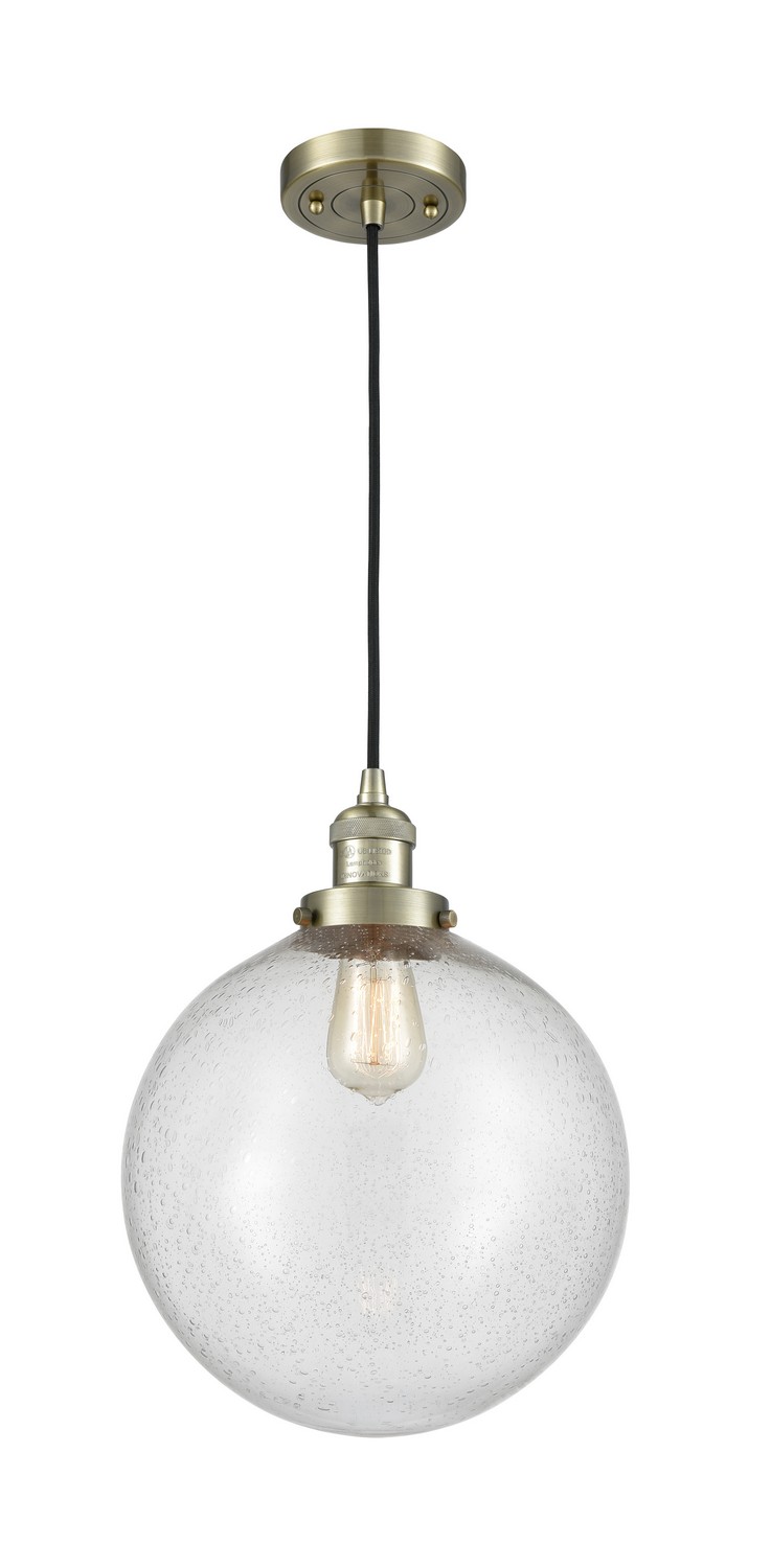 LED Mini Pendant by Innovations - Franklin Restoration Collection, Antique Brass Finish - 201C-AB-G204-12-LED