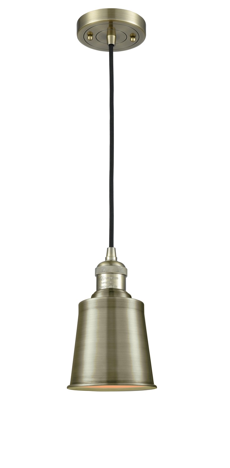 One Light Mini Pendant by Innovations - Franklin Restoration Collection, Antique Brass Finish - 201C-AB-M9-AB